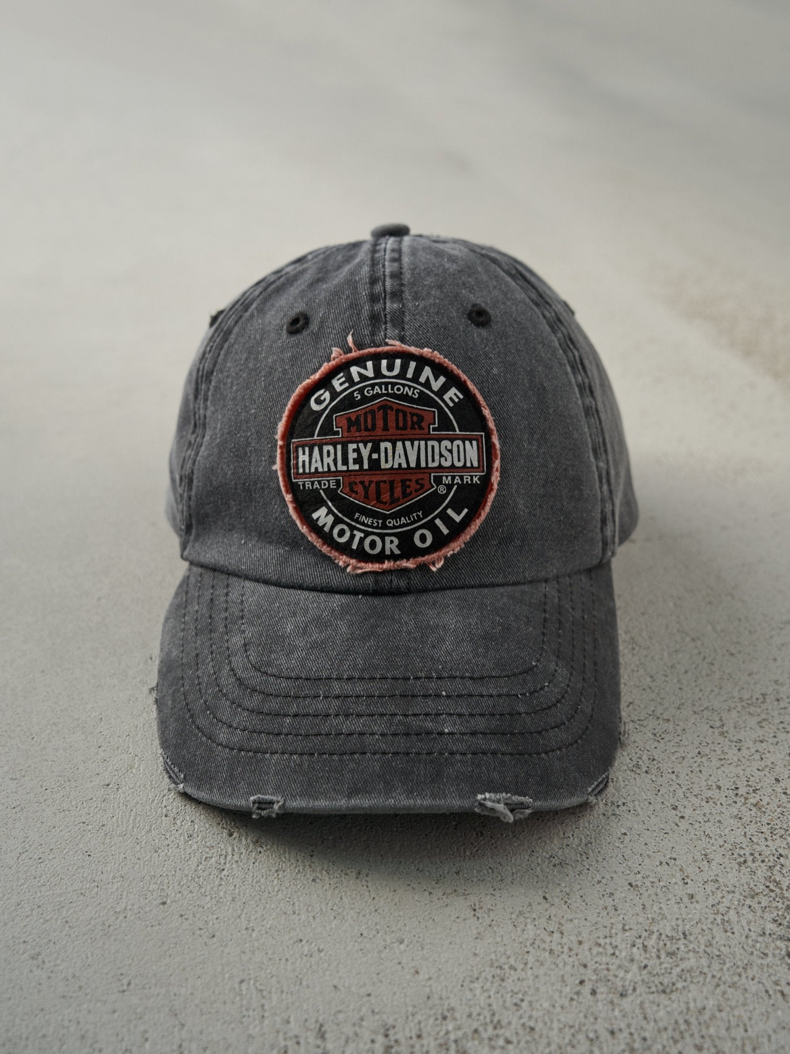 Vintage Y2K Faded Black Harley Davidson Strapback Hat