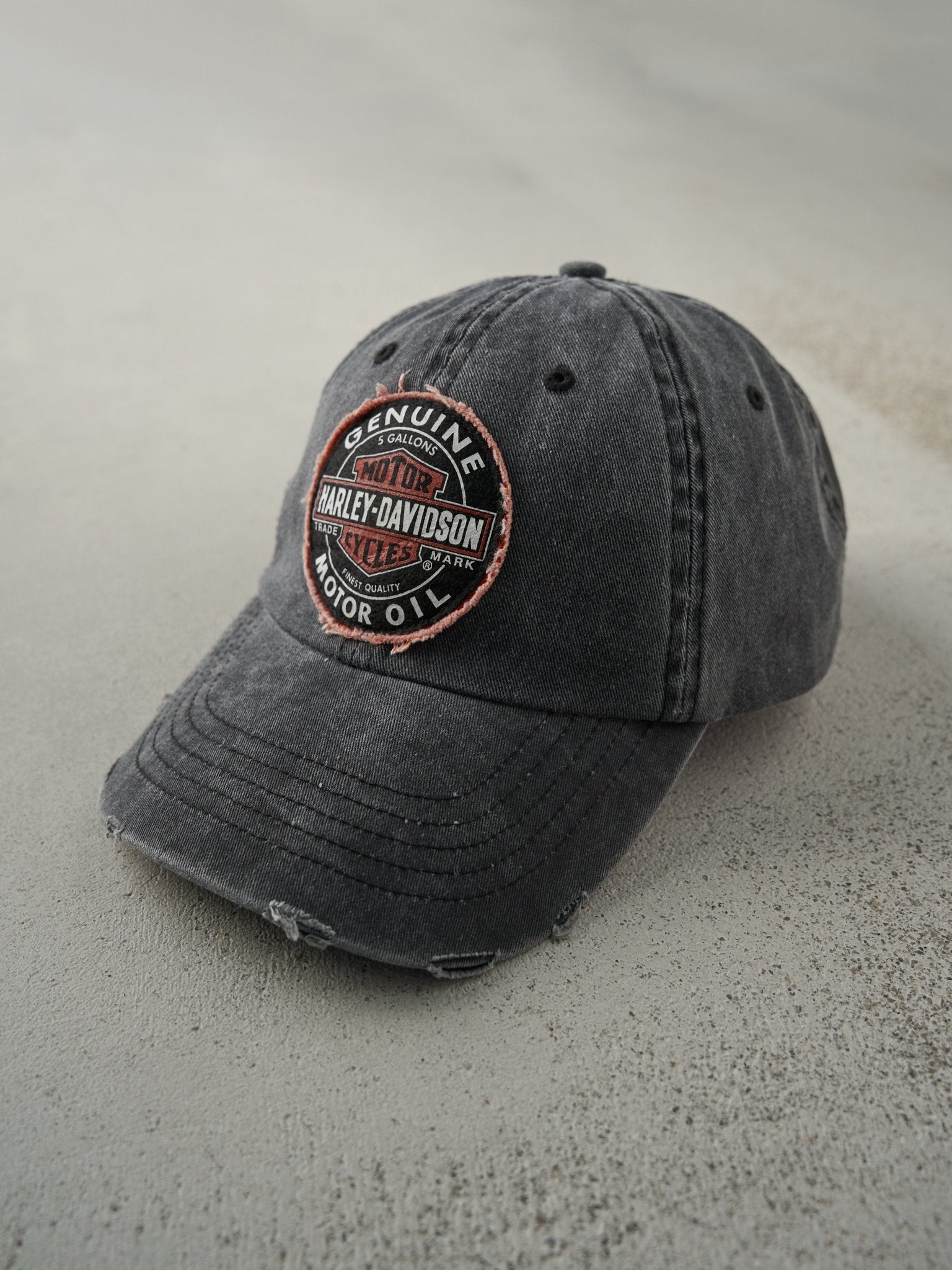 Vintage Y2K Faded Black Harley Davidson Strapback Hat