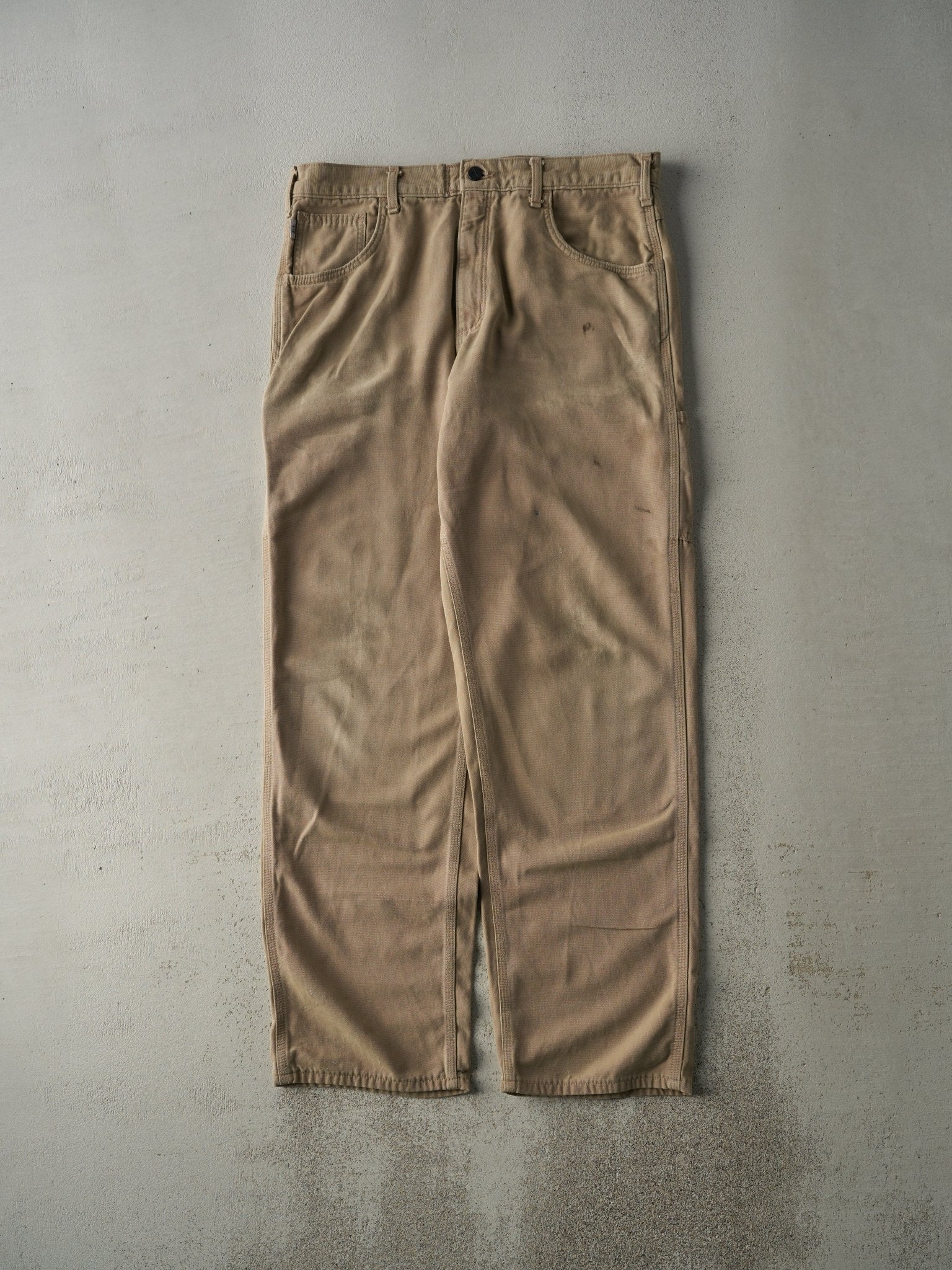 Vintage Y2K Beige Loose Fit Fire Resistant Carhartt Work Pants (36x33.5)