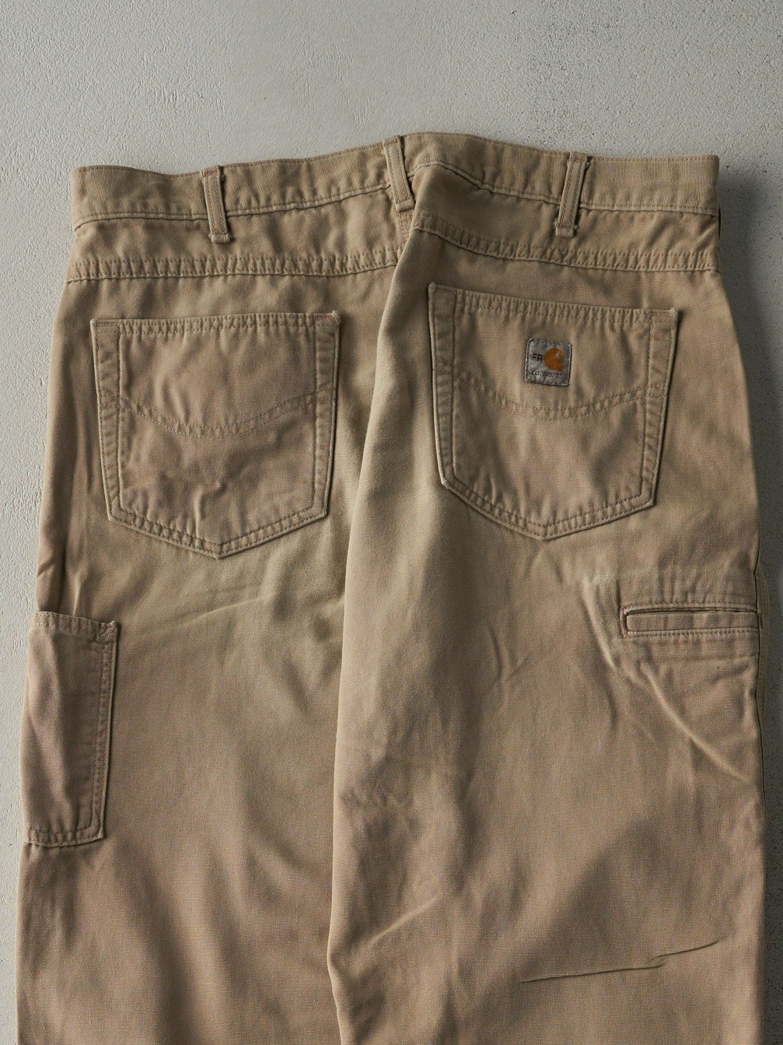 Vintage Y2K Beige Loose Fit Fire Resistant Carhartt Work Pants (36x33.5)