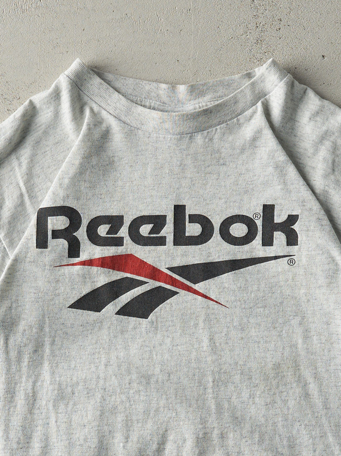 Vintage 90s Heather Grey Reebok Logo Tee (M)