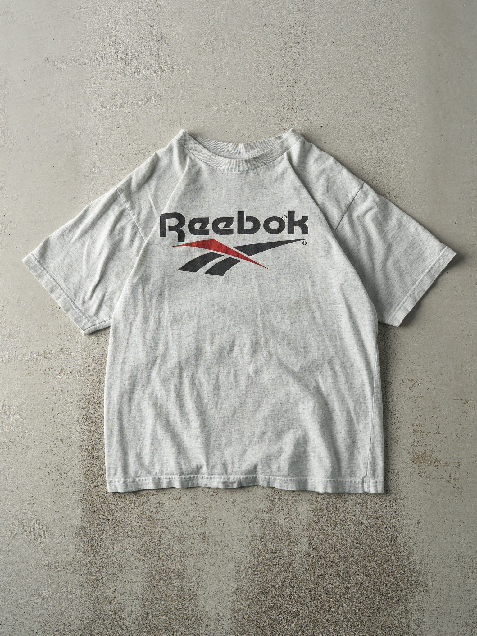 Vintage 90s Heather Grey Reebok Logo Tee (M)