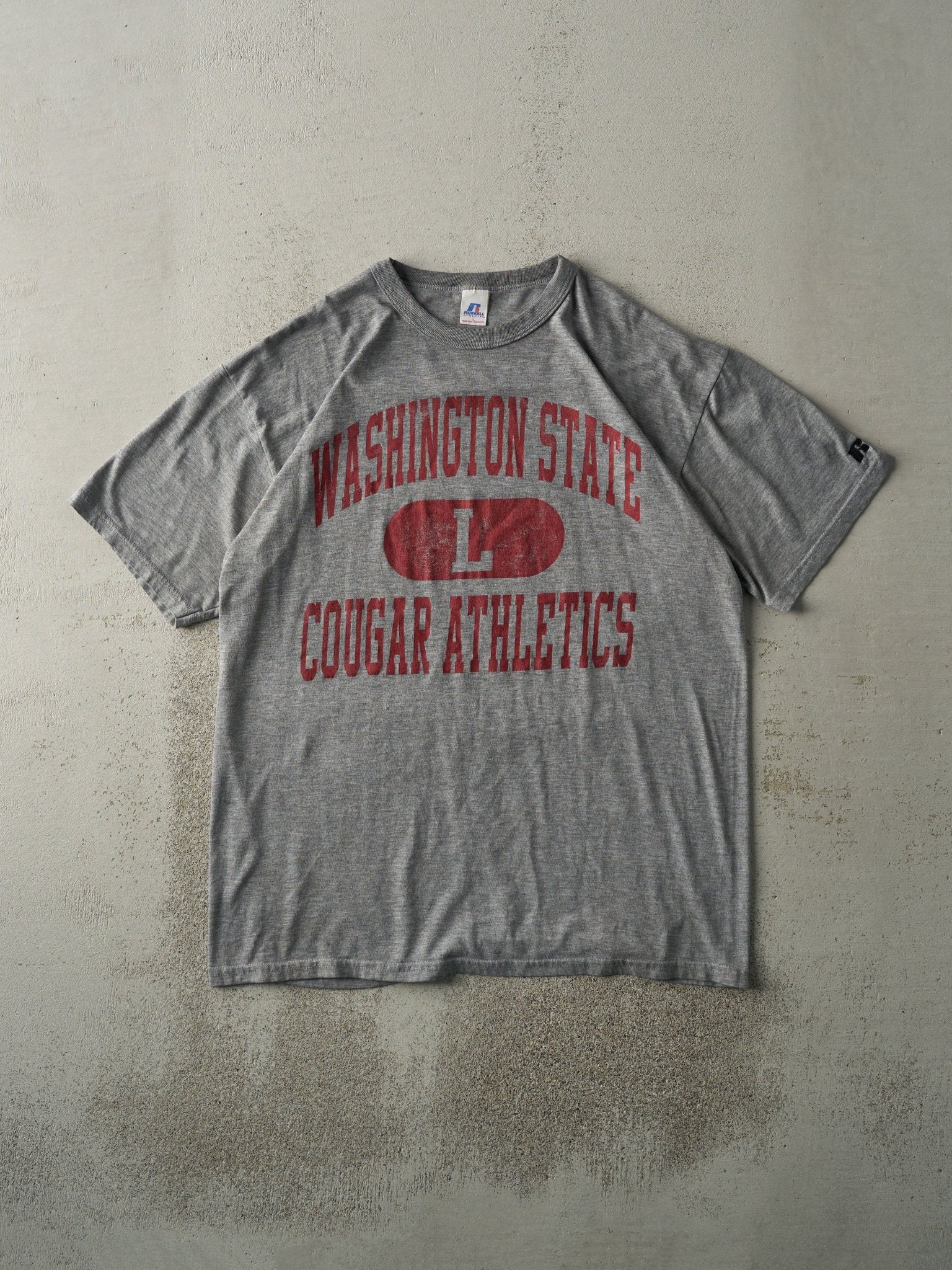Vintage Y2K Grey Washington State Cougar Athletics Russell Athletics Tee (M)