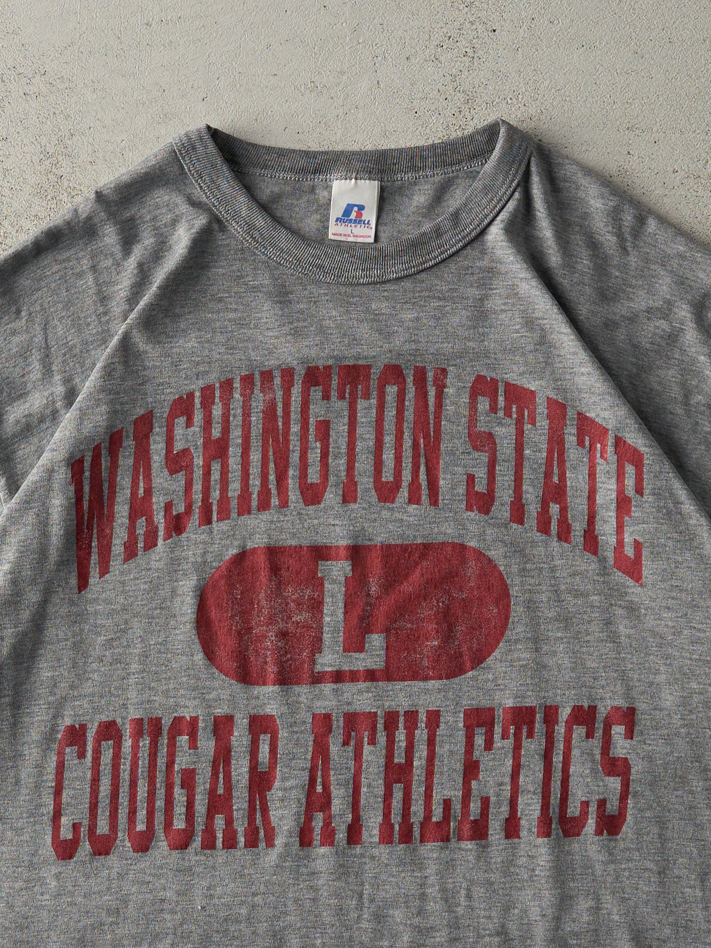 Vintage Y2K Grey Washington State Cougar Athletics Russell Athletics Tee (M)