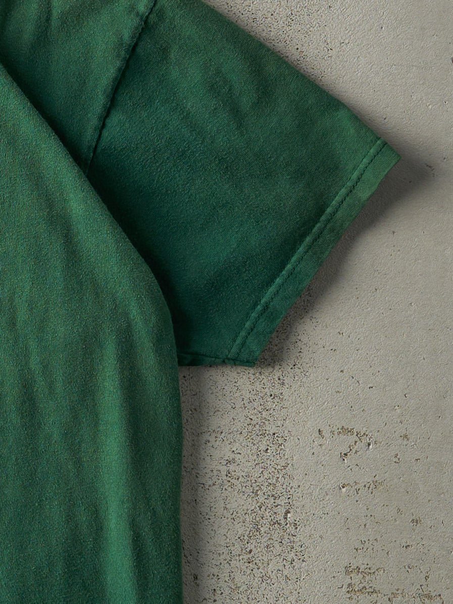 Vintage Y2K Sun Faded Forest Green Blank Tee (M)