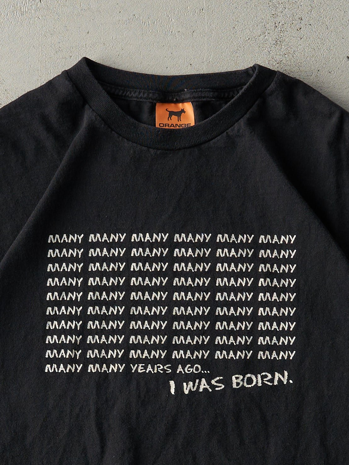 Vintage Y2K Black "Many Many Years Ago.." Slogan Tee (M)