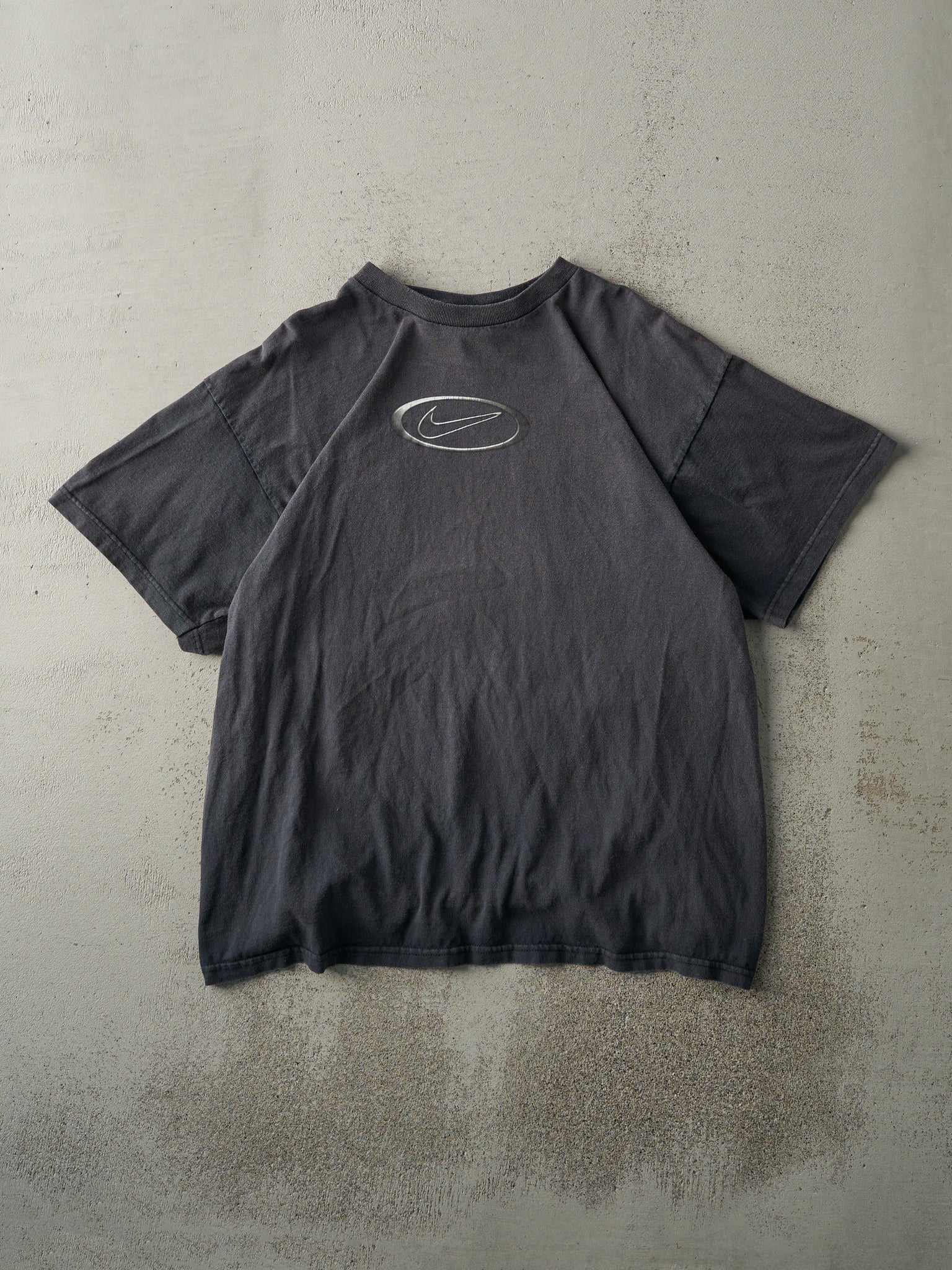 Vintage 90s Faded Black Nike Logo Tee (M)