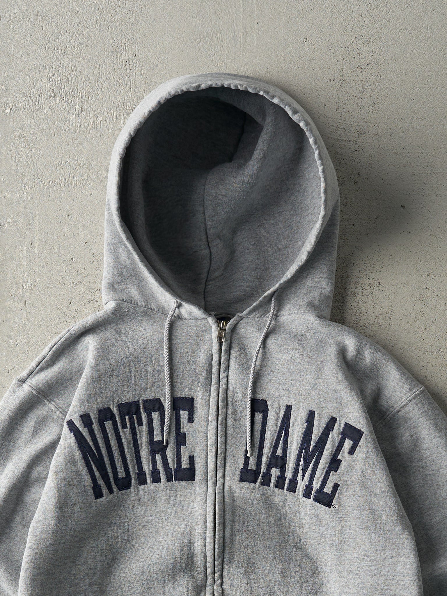 Vintage Y2K Grey Notre Dame Zip Up Hoodie (S/M)