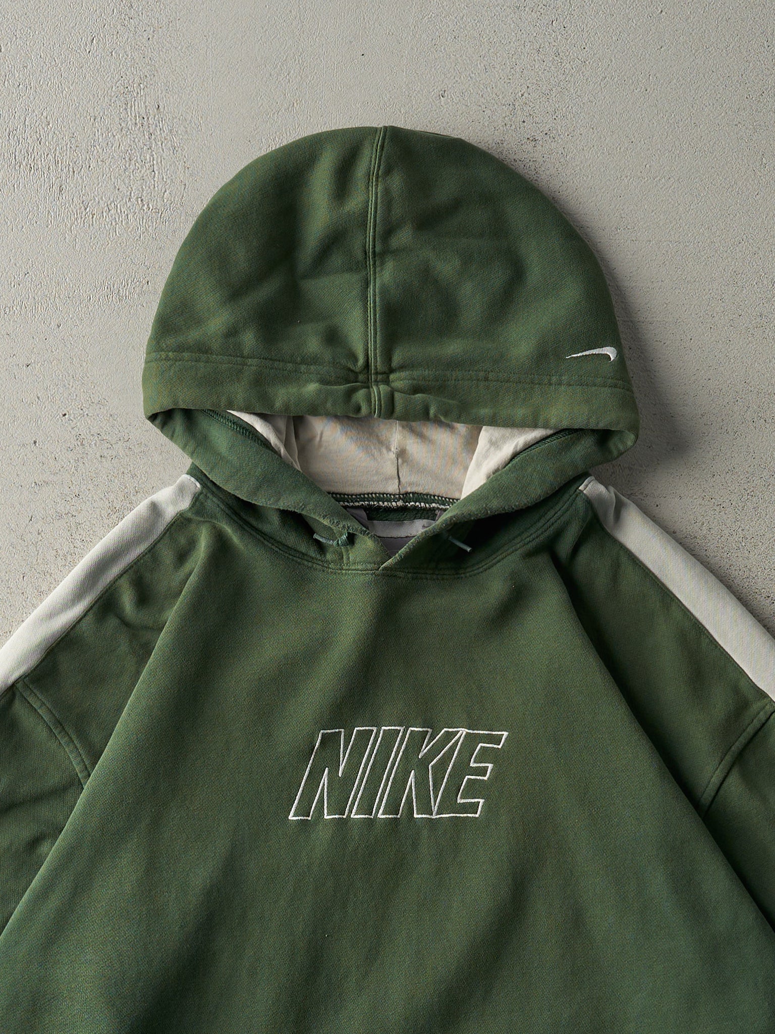 Vintage Y2K Green Embroidered Nike Logo Hoodie (XL)