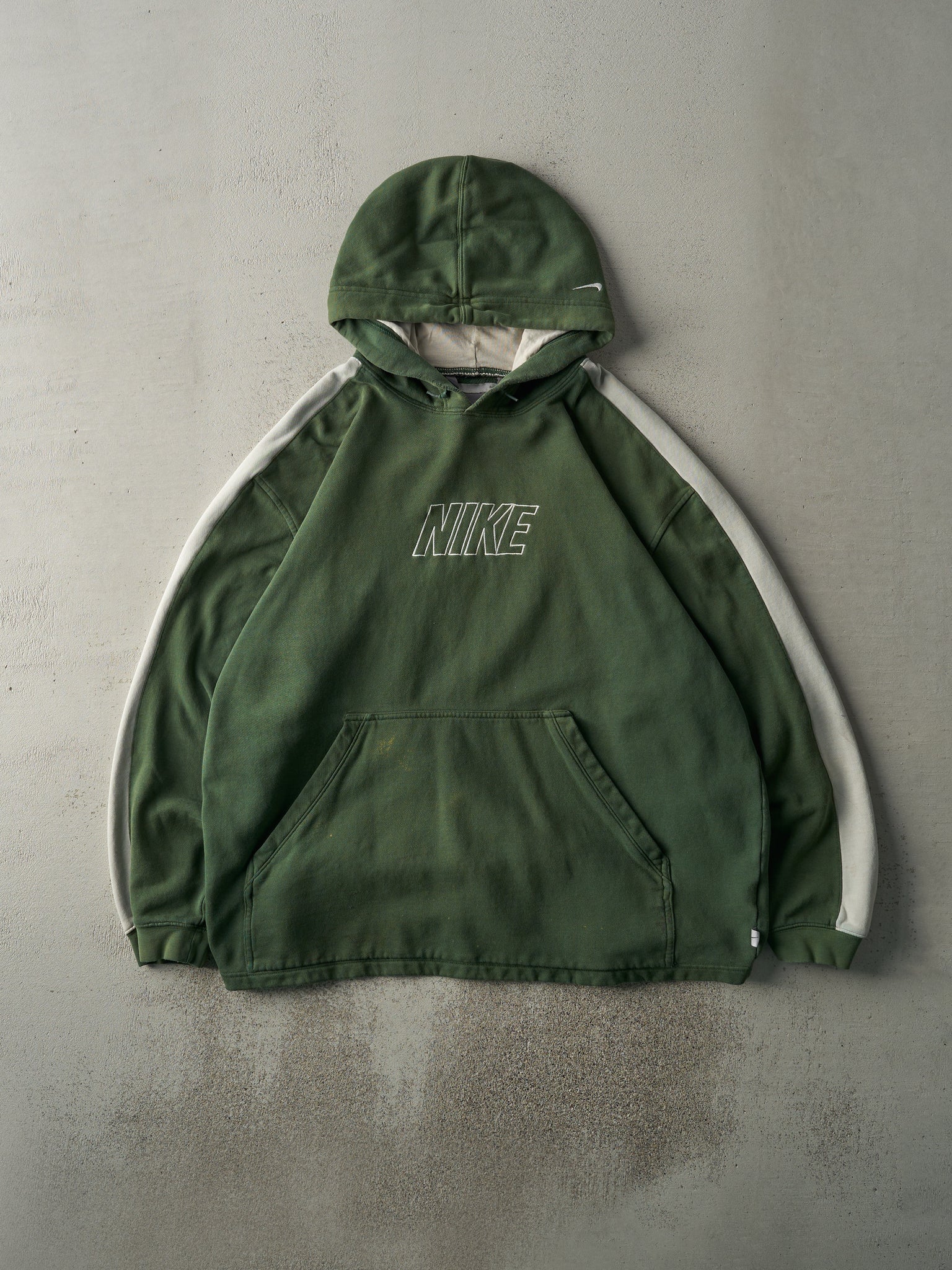 Vintage Y2K Green Embroidered Nike Logo Hoodie (XL)