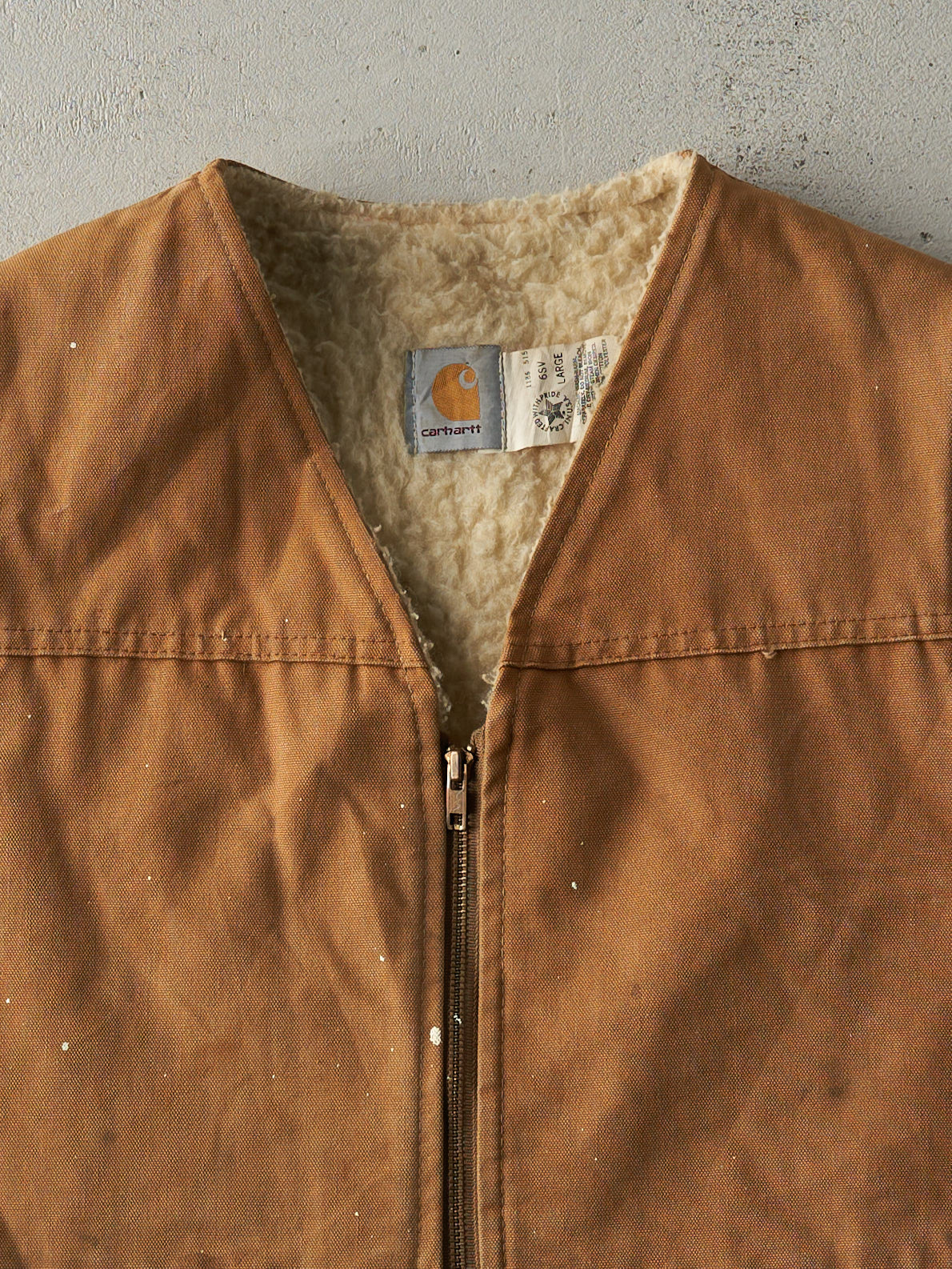 Vintage 80s Camel Sherpa Lined Carhartt Vest (M)