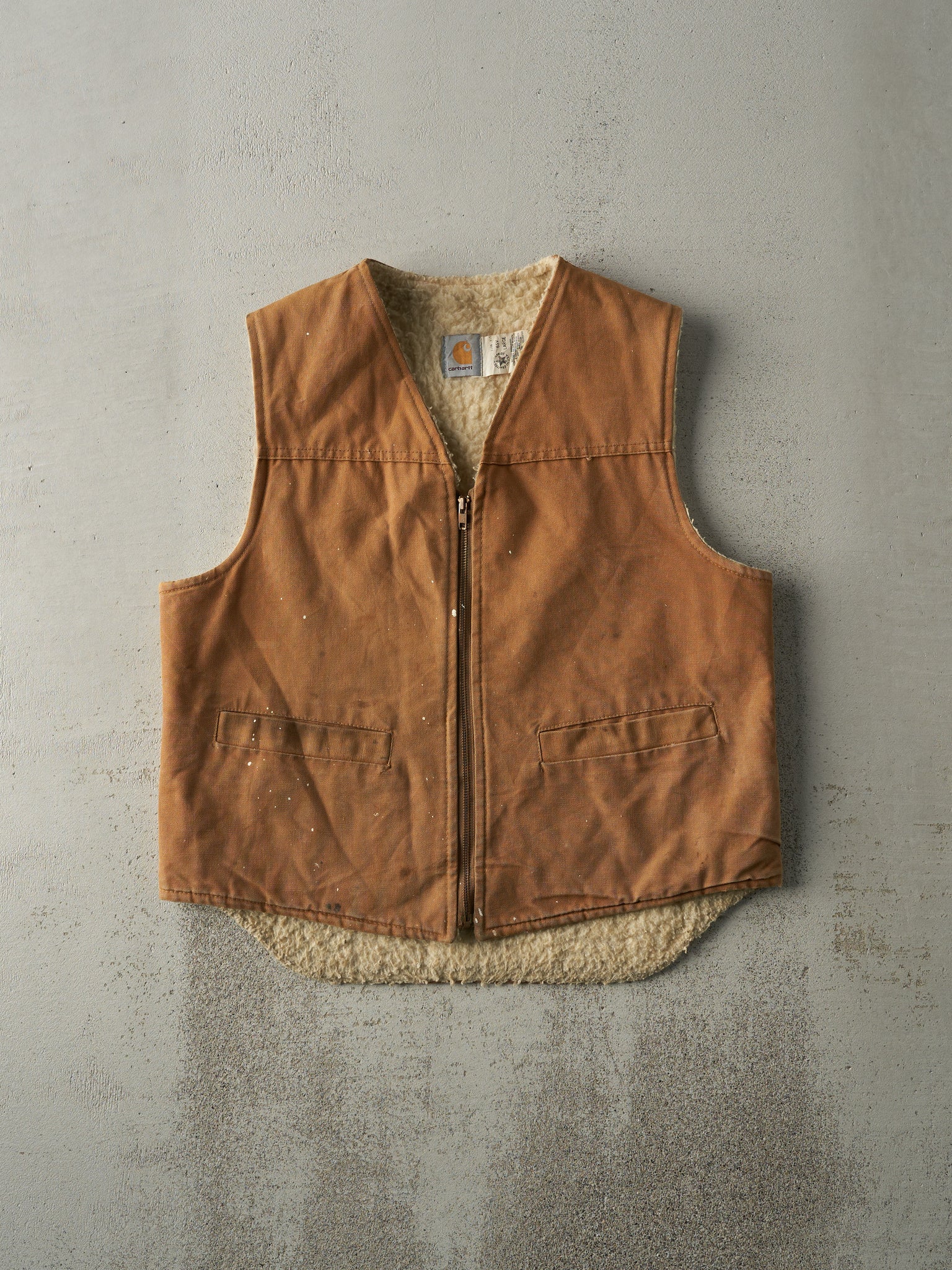 Vintage 80s Camel Sherpa Lined Carhartt Vest (M)