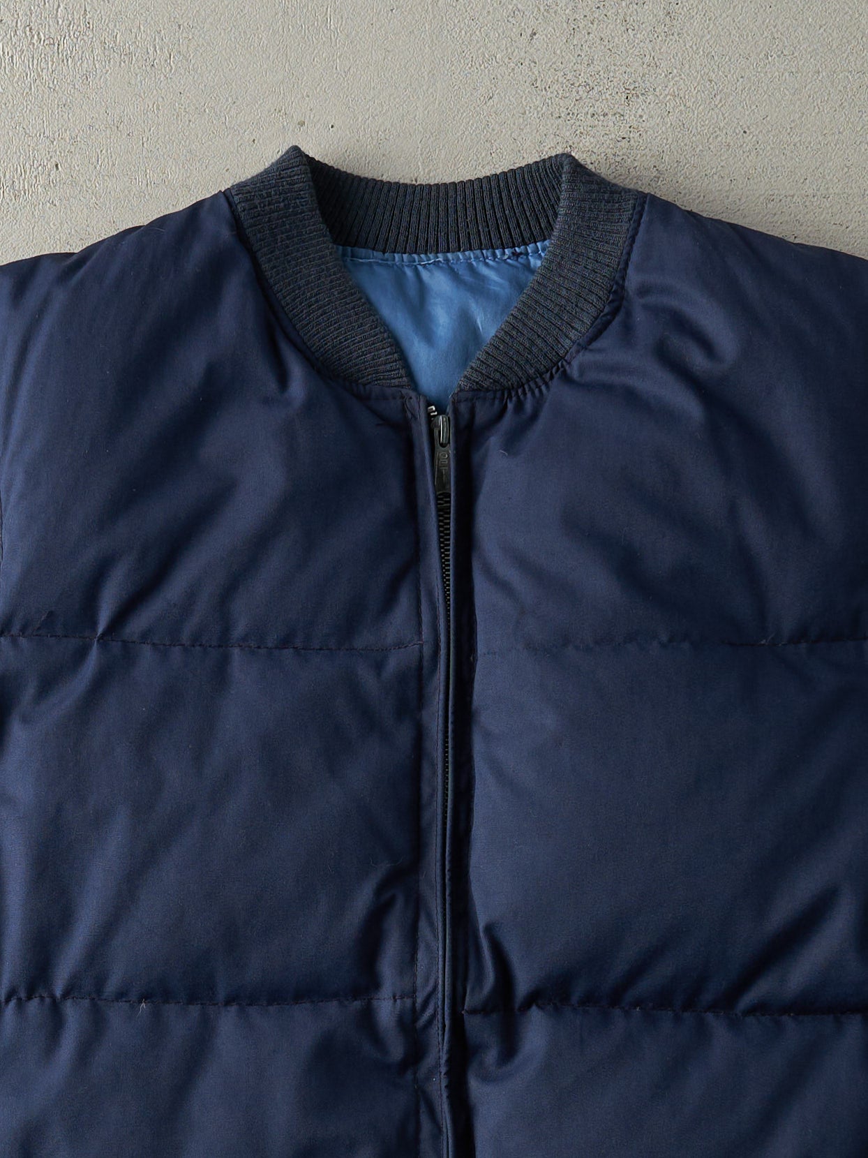 Vintage 80s Navy Blue Reversible Puffer Vest (S)