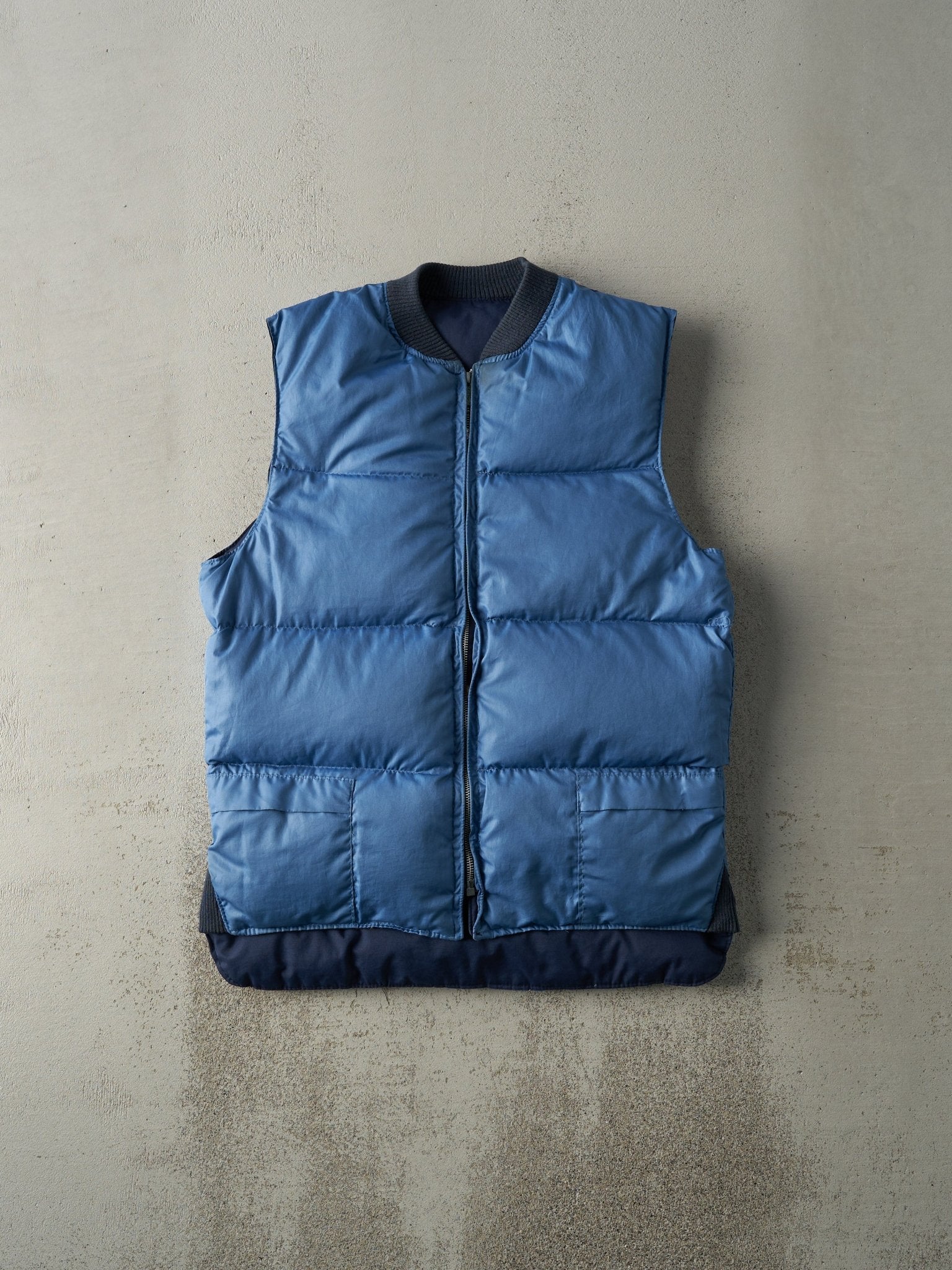 Vintage 80s Navy Blue Reversible Puffer Vest (S)