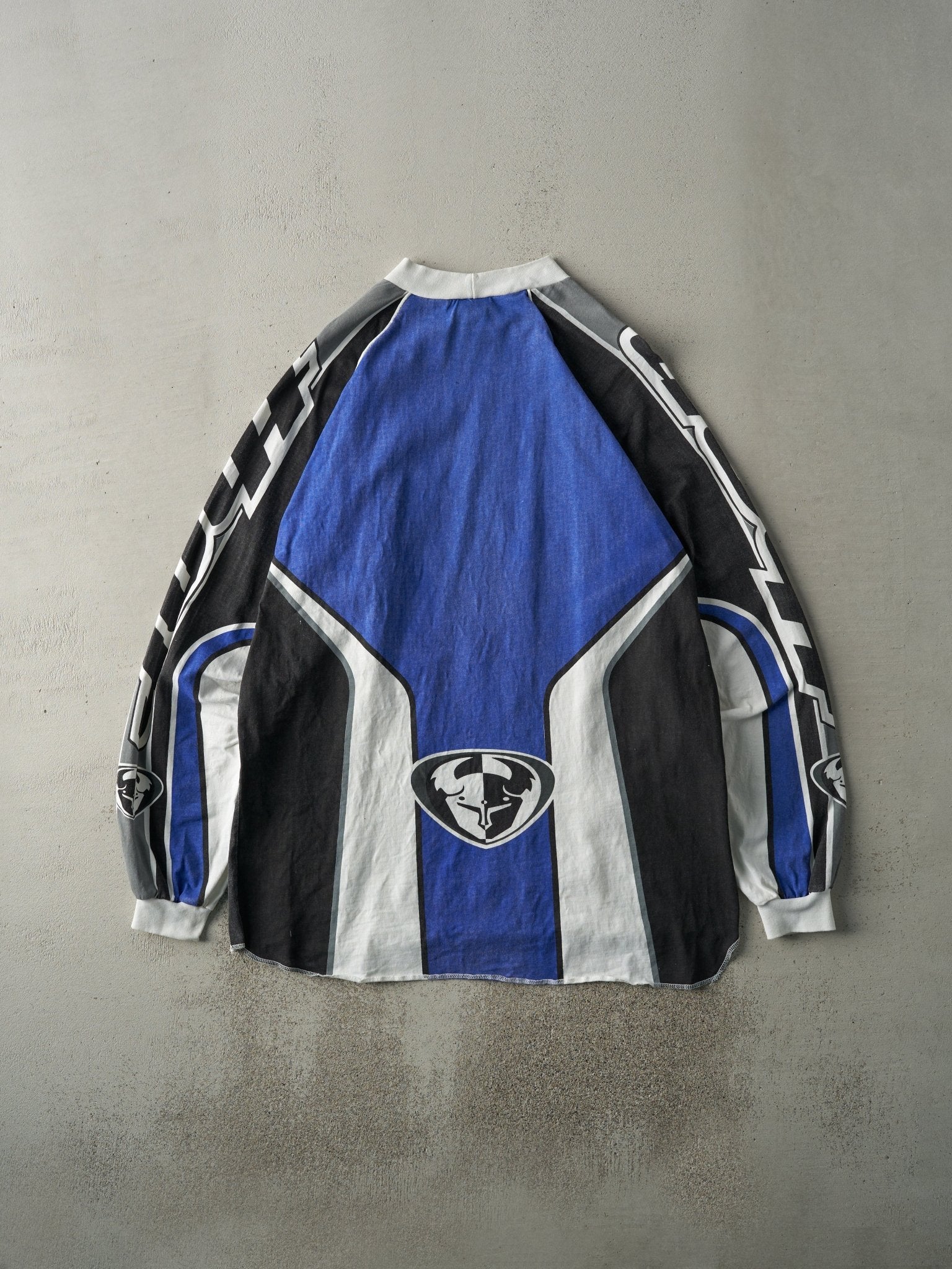 Vintage 90s Blue, Black & White Thor MX  Logo Long Sleeve (L)
