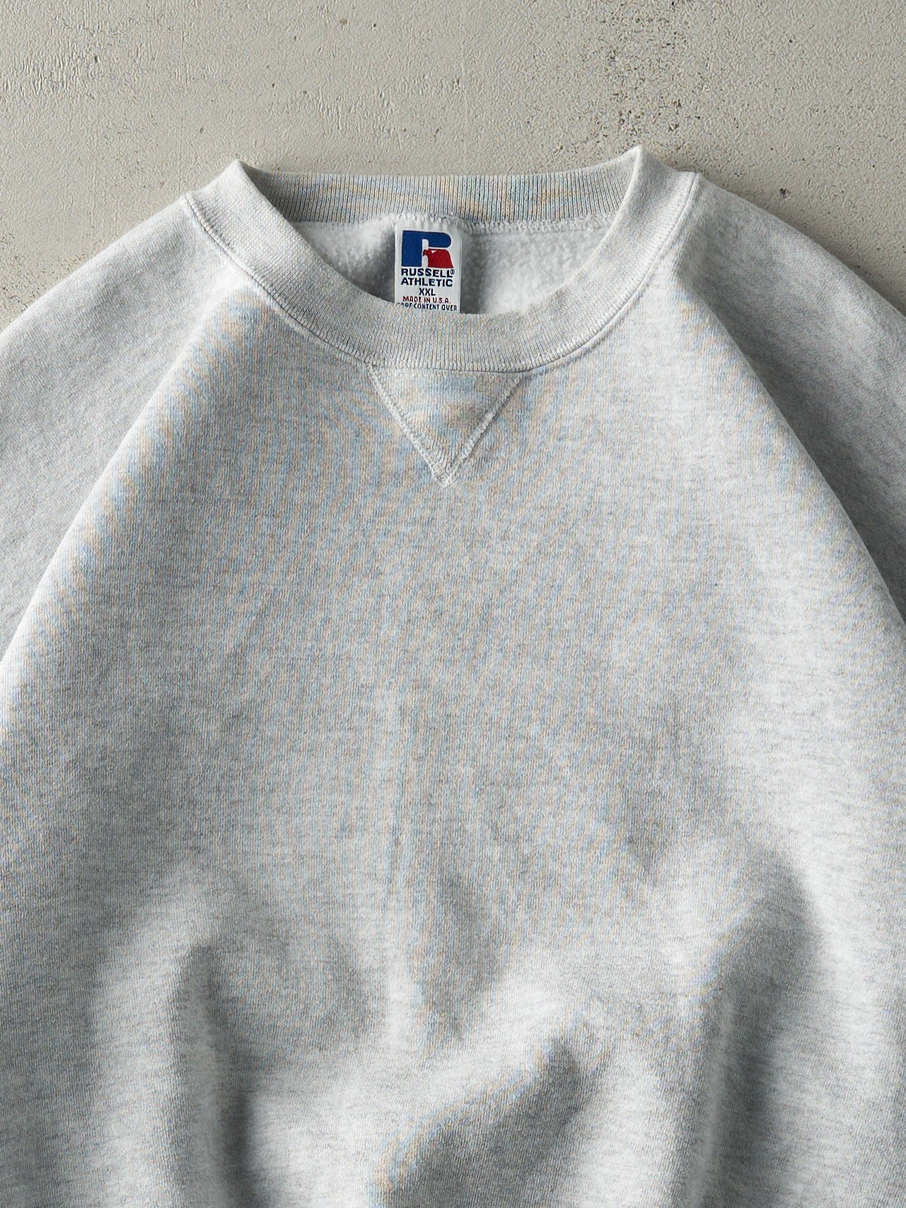 Vintage 90s Heather Grey Blank Russell Athletics Boxy Crewneck (L)