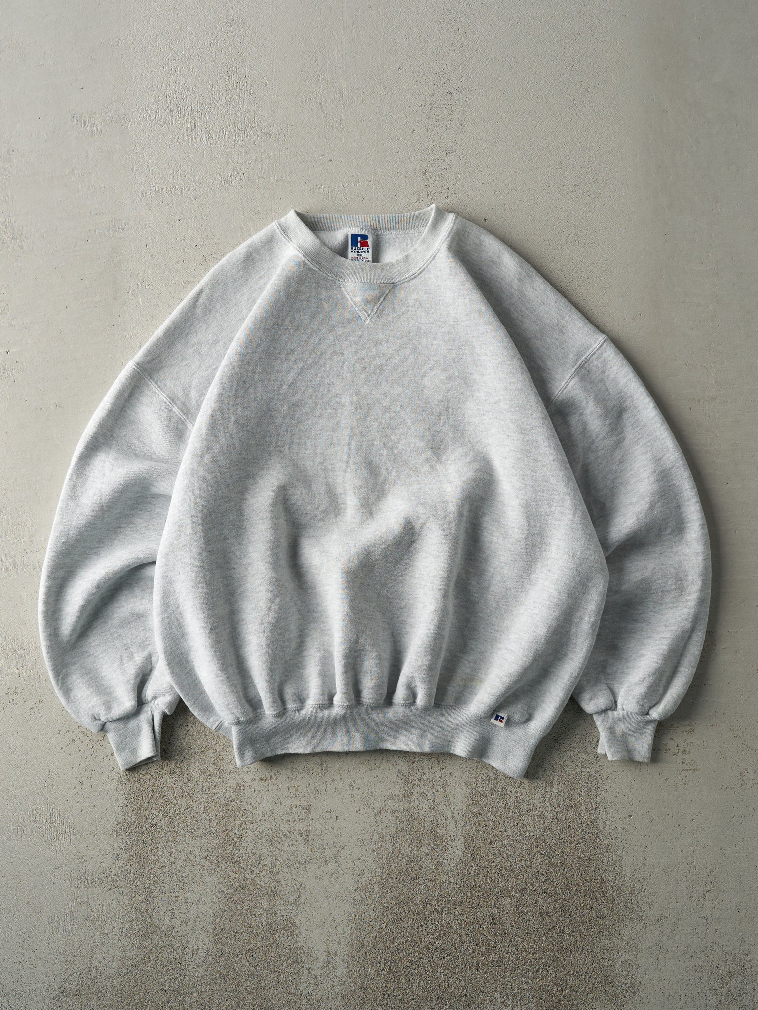 Vintage 90s Heather Grey Blank Russell Athletics Boxy Crewneck (L)