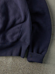 Vintage 90s Navy Blue Embroidered Logo Boxy Crewneck (L)