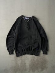 Vintage 90s Black Russell Athletic Quarter Button Crewneck (L)