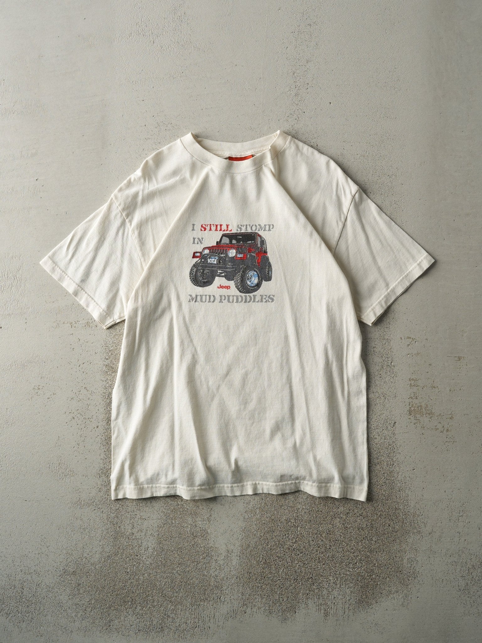 Vintage 90s Beige Jeep Mud Puddles Tee (M)