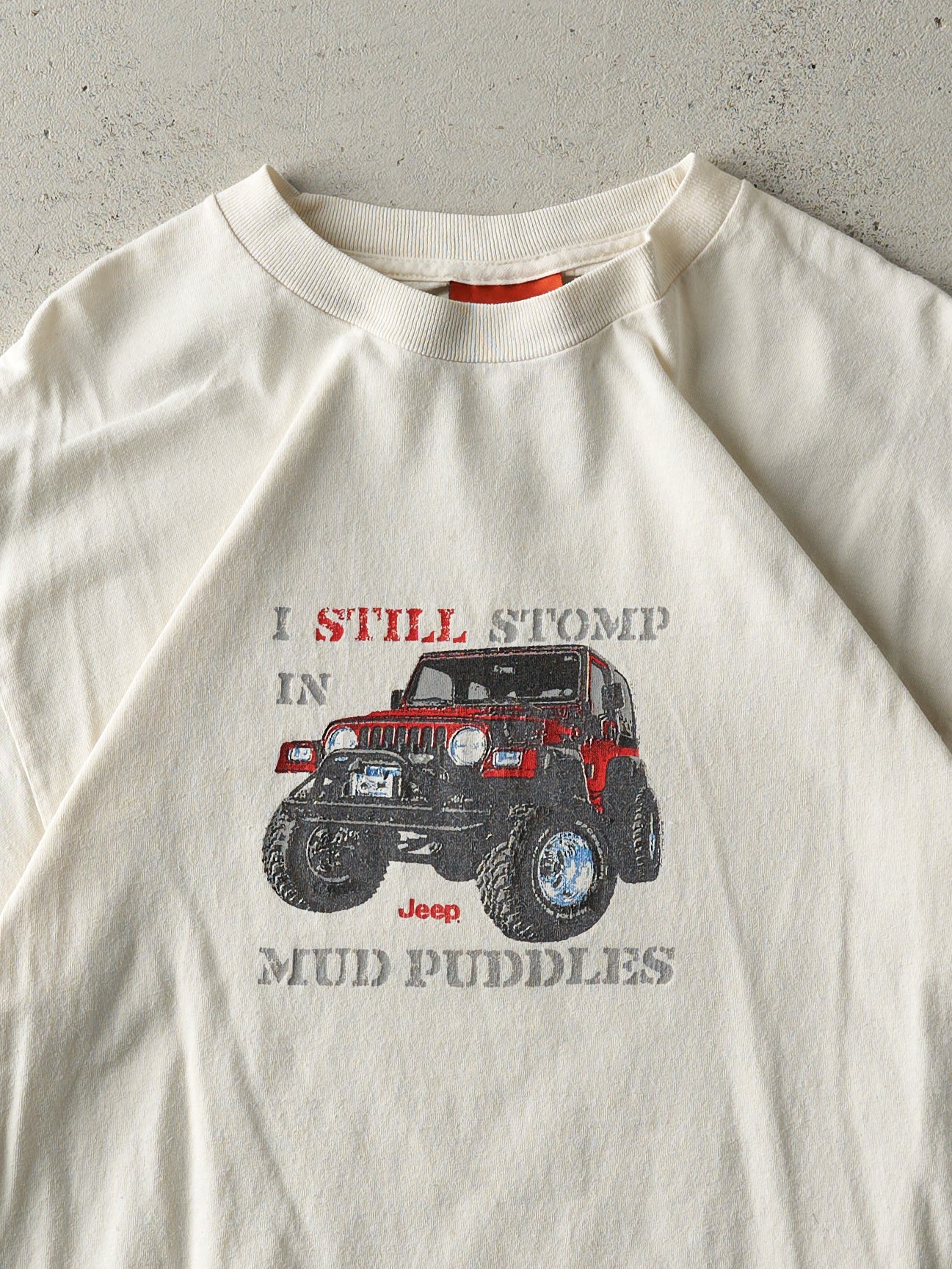 Vintage 90s Beige Jeep Mud Puddles Tee (M)