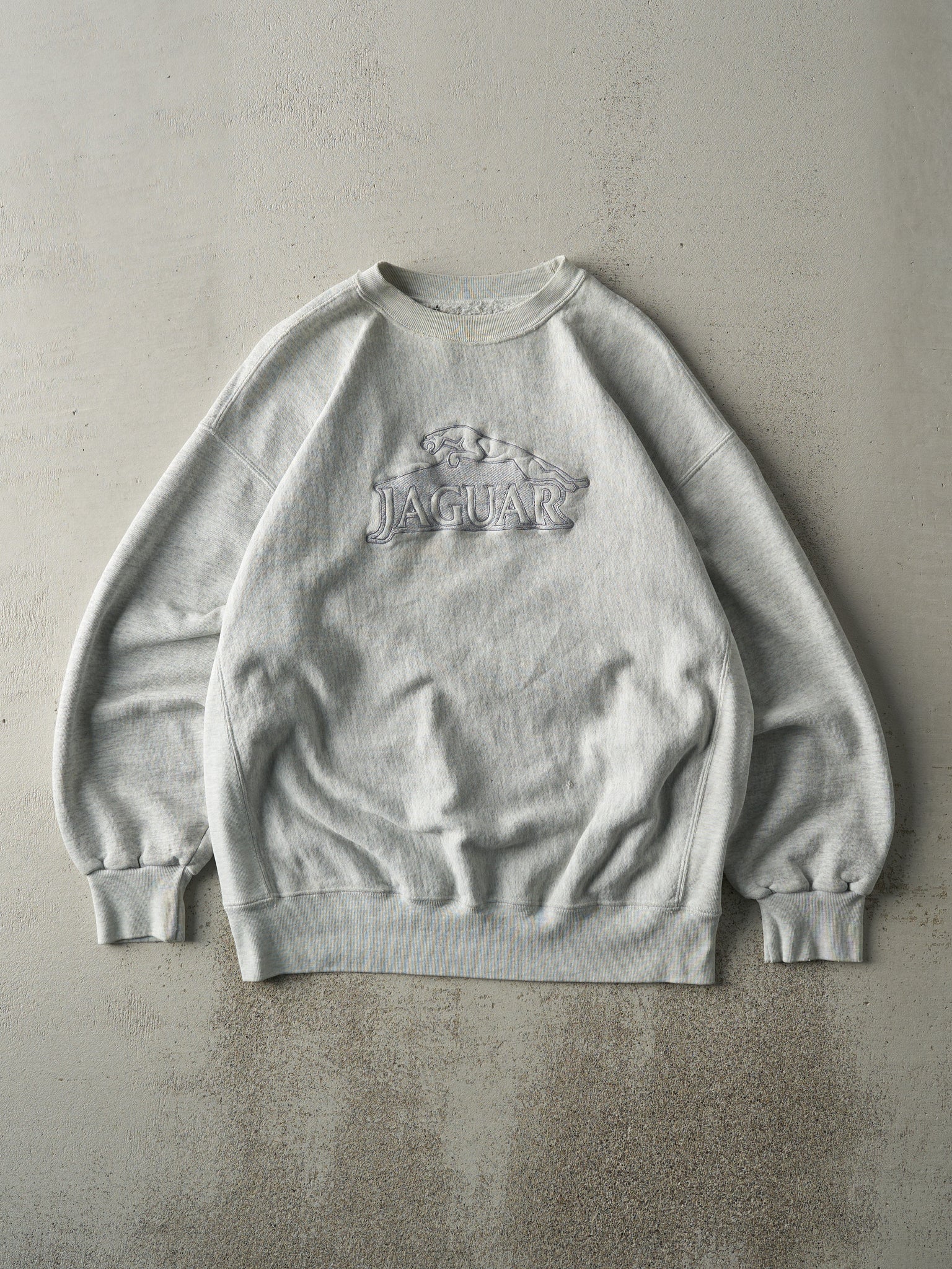 Vintage 90s Grey Embroidered Jaguar Crewneck (L)