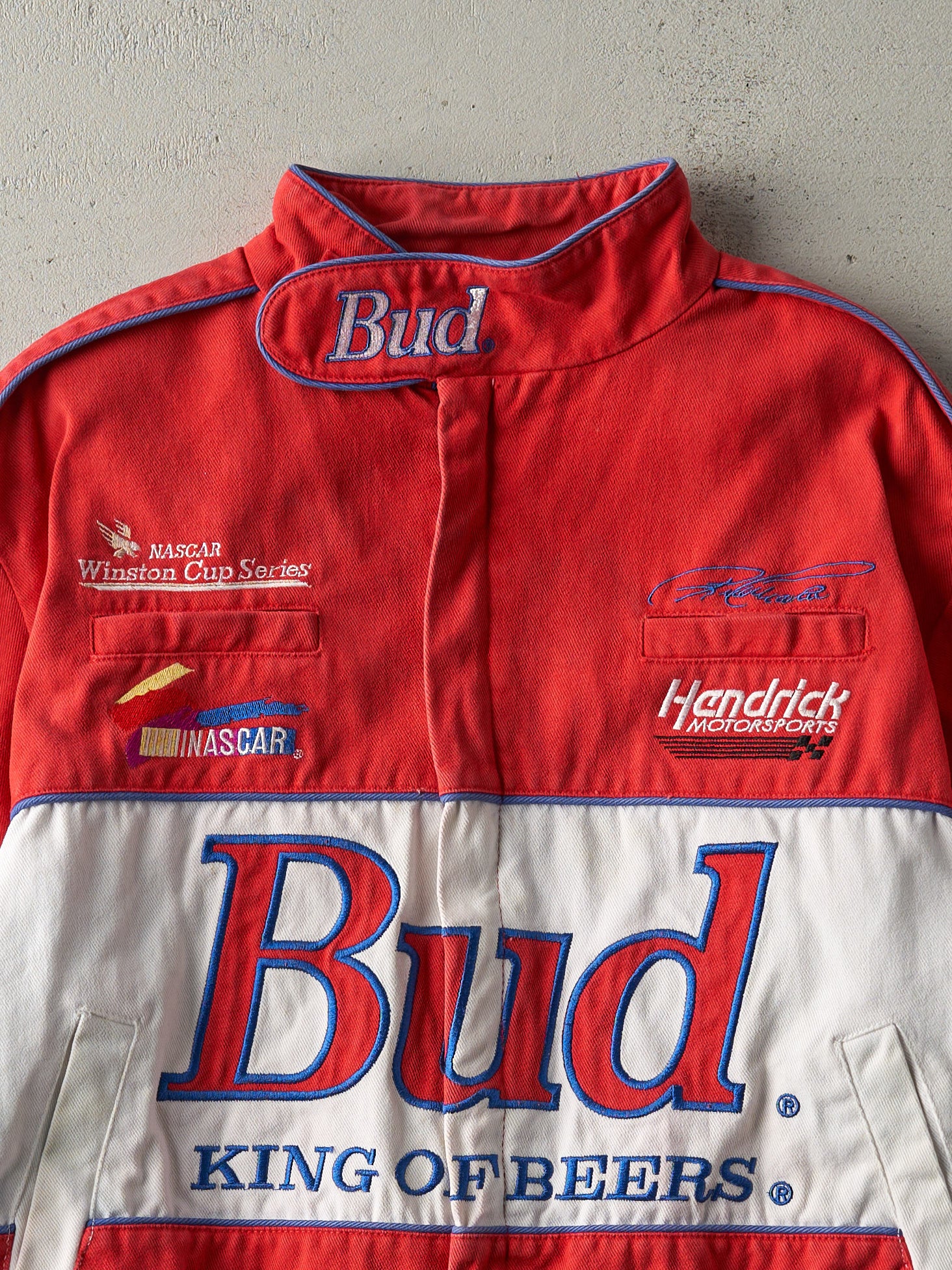 Vintage 90s Red Budweiser Ricky Craven Racing Jacket (M)