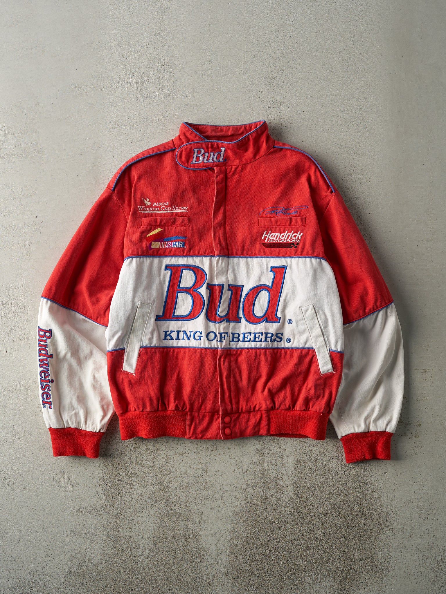 Vintage 90s Red Budweiser Ricky Craven Racing Jacket (M)