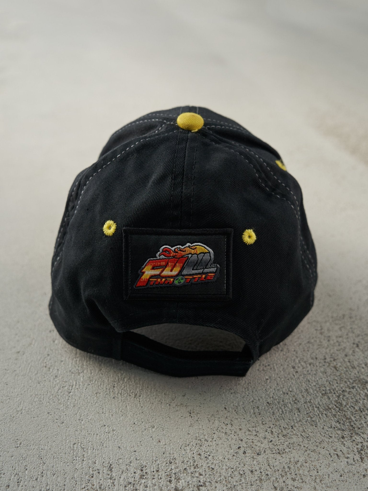 Vintage Y2K Black Embroidered John Deere Flames Velcro Hat