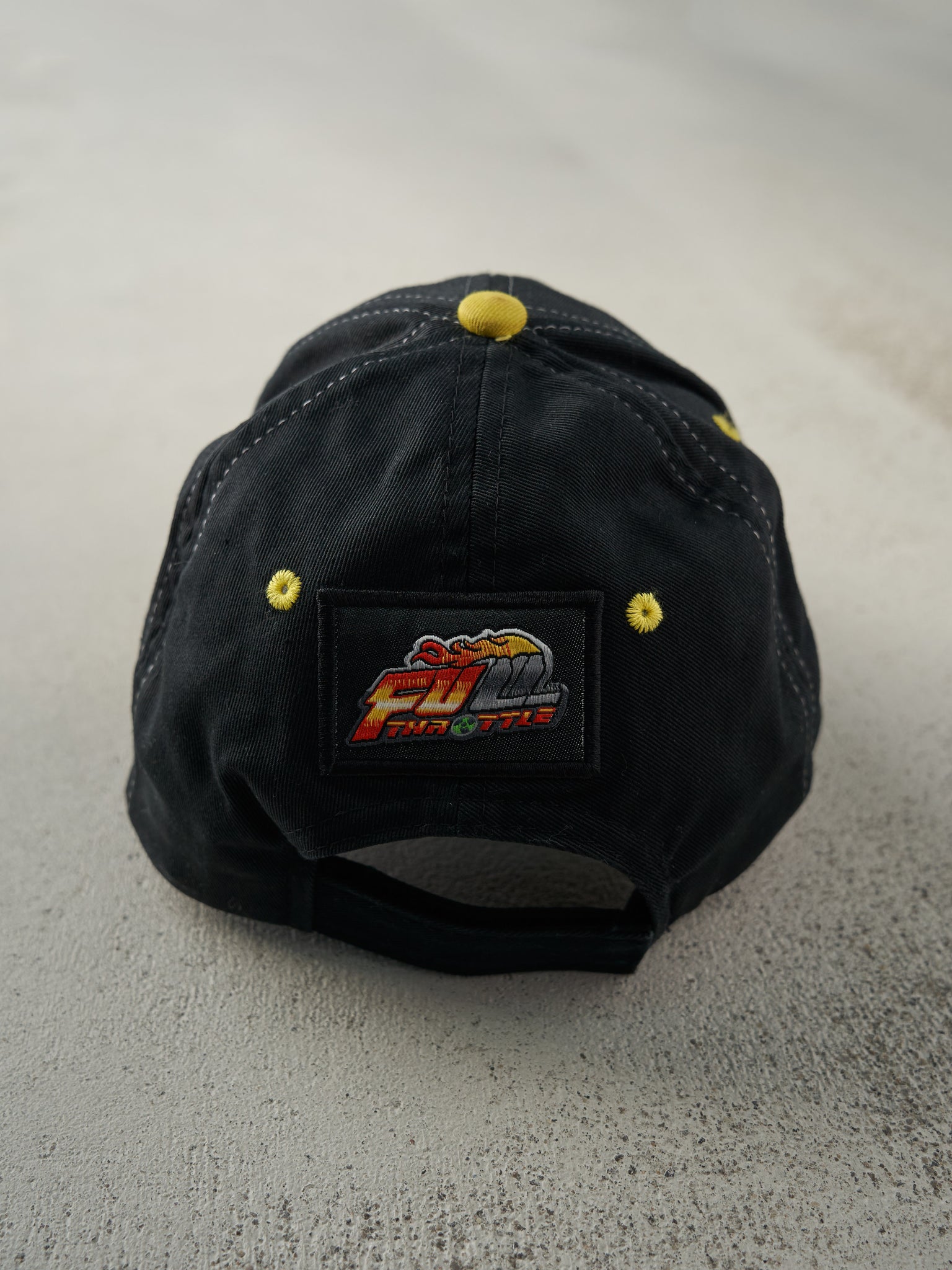 Vintage Y2K Black Embroidered John Deere Flames Velcro Back Hat