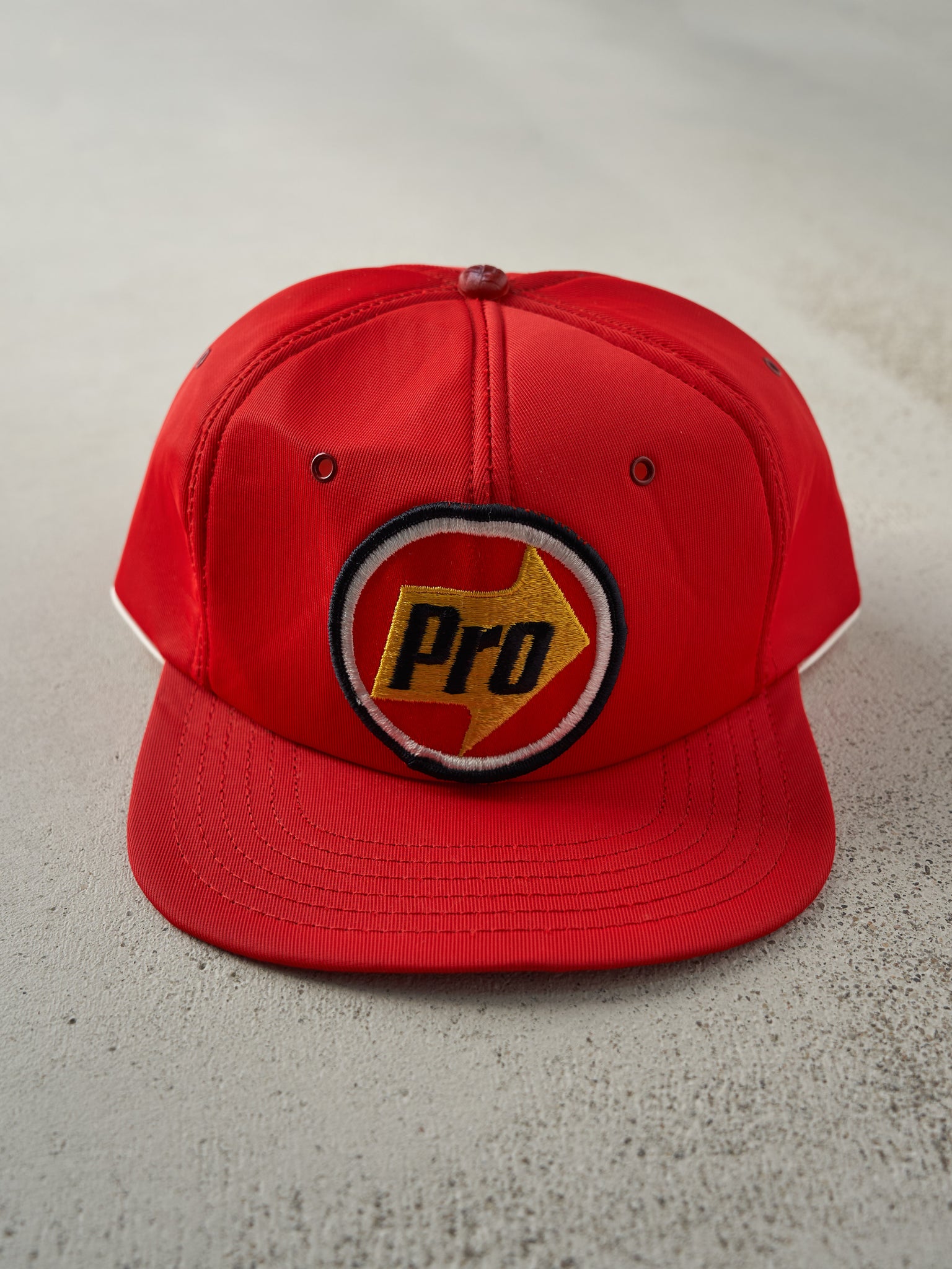 Vintage 80s Red Pro Patch Foam Snapback Hat