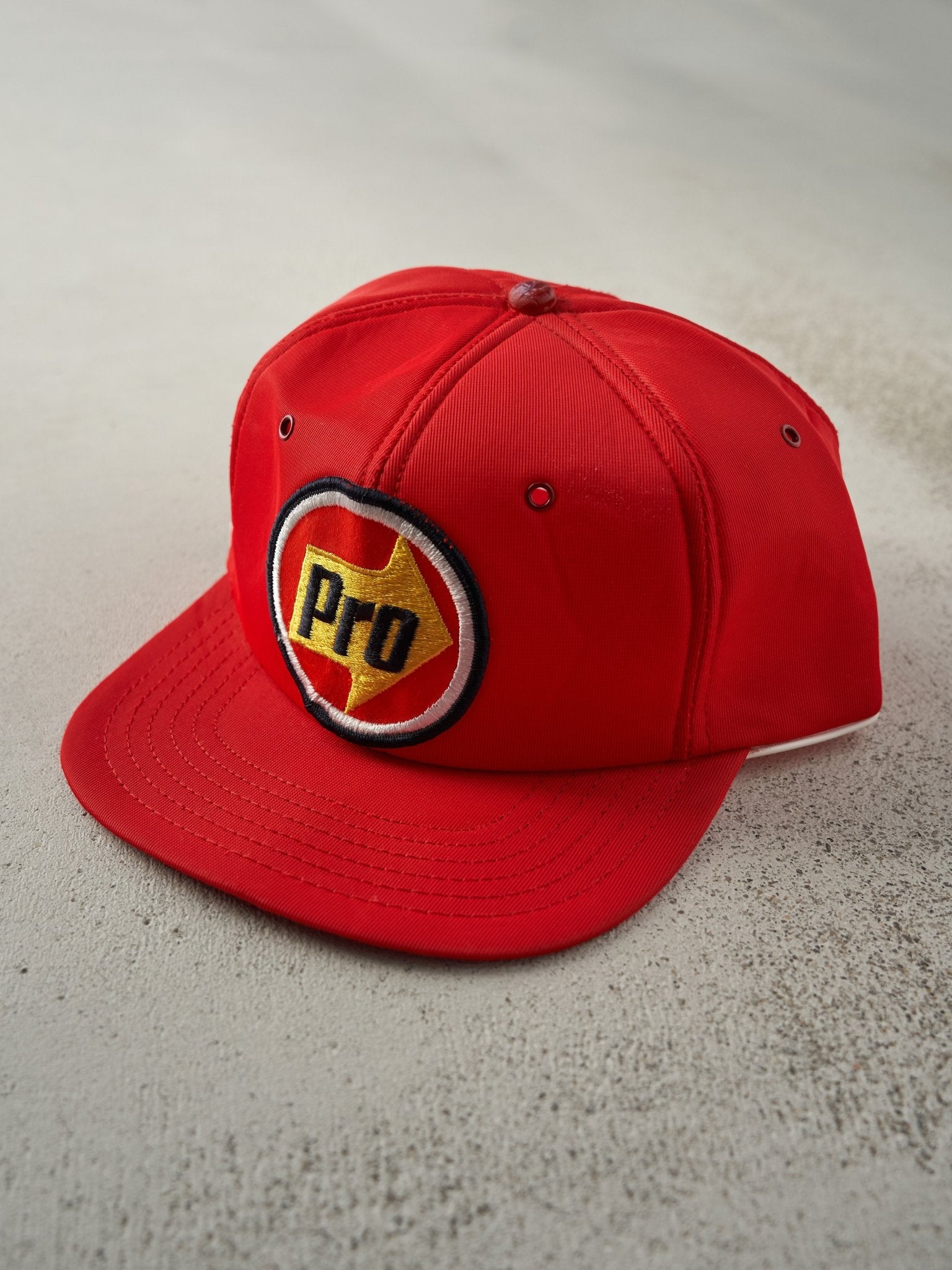 Vintage 80s Red Pro Patch Foam Snapback Hat
