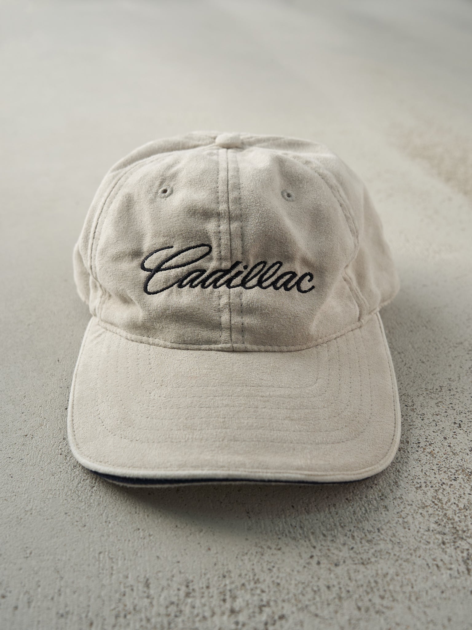 Vintage Y2K Beige Embroidered Cadillac Velcro Back Hat