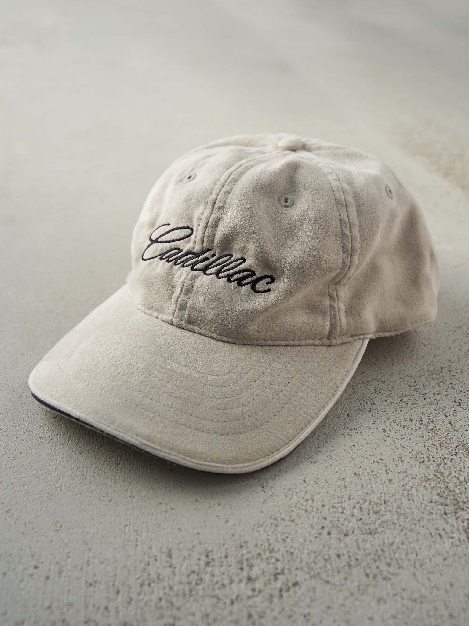 Vintage Y2K Beige Embroidered Cadillac Velcro Back Hat