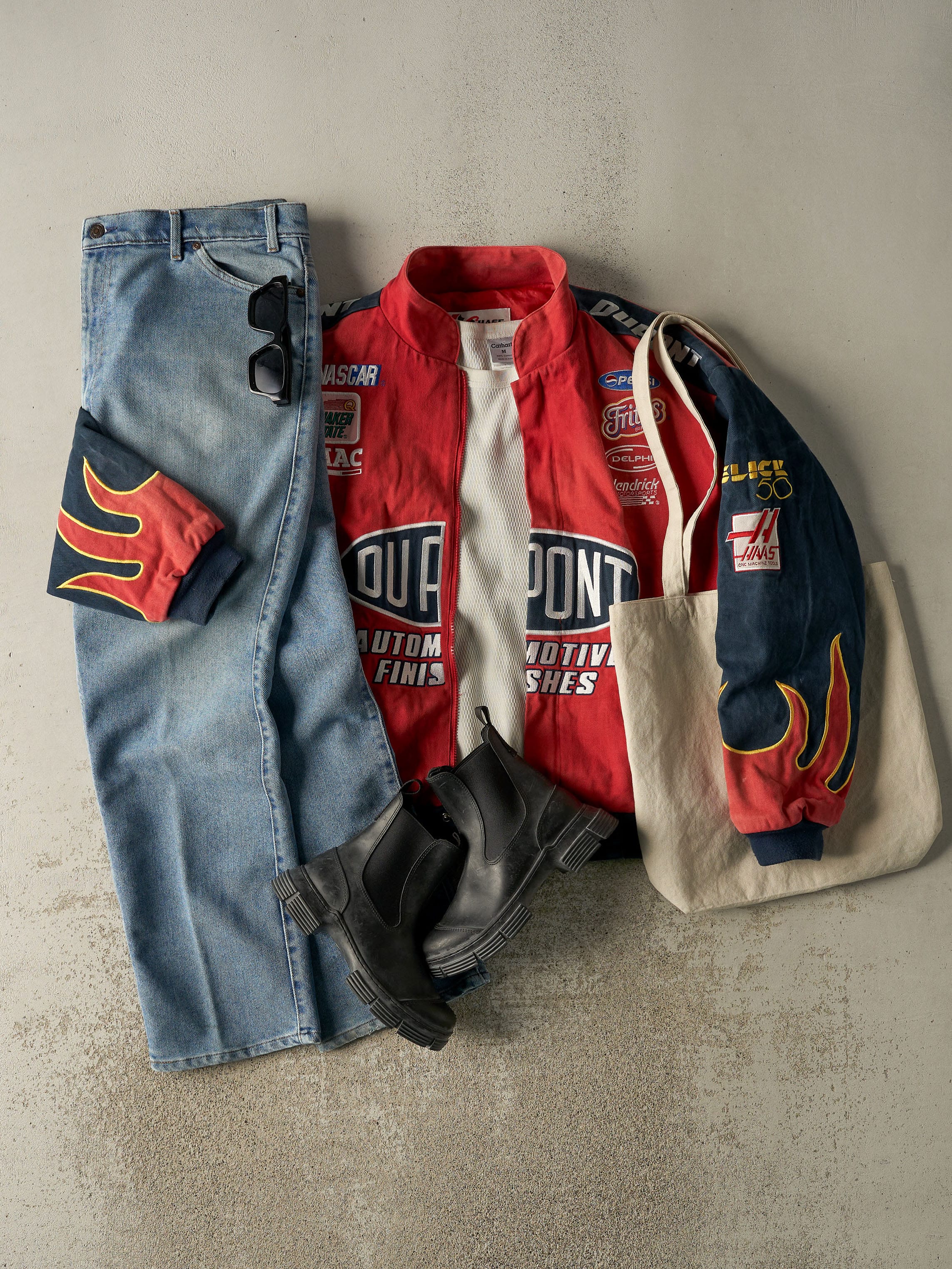 Vintage 90s Navy Blue & Red Jeff Gordon Nascar Racing Jacket (L)