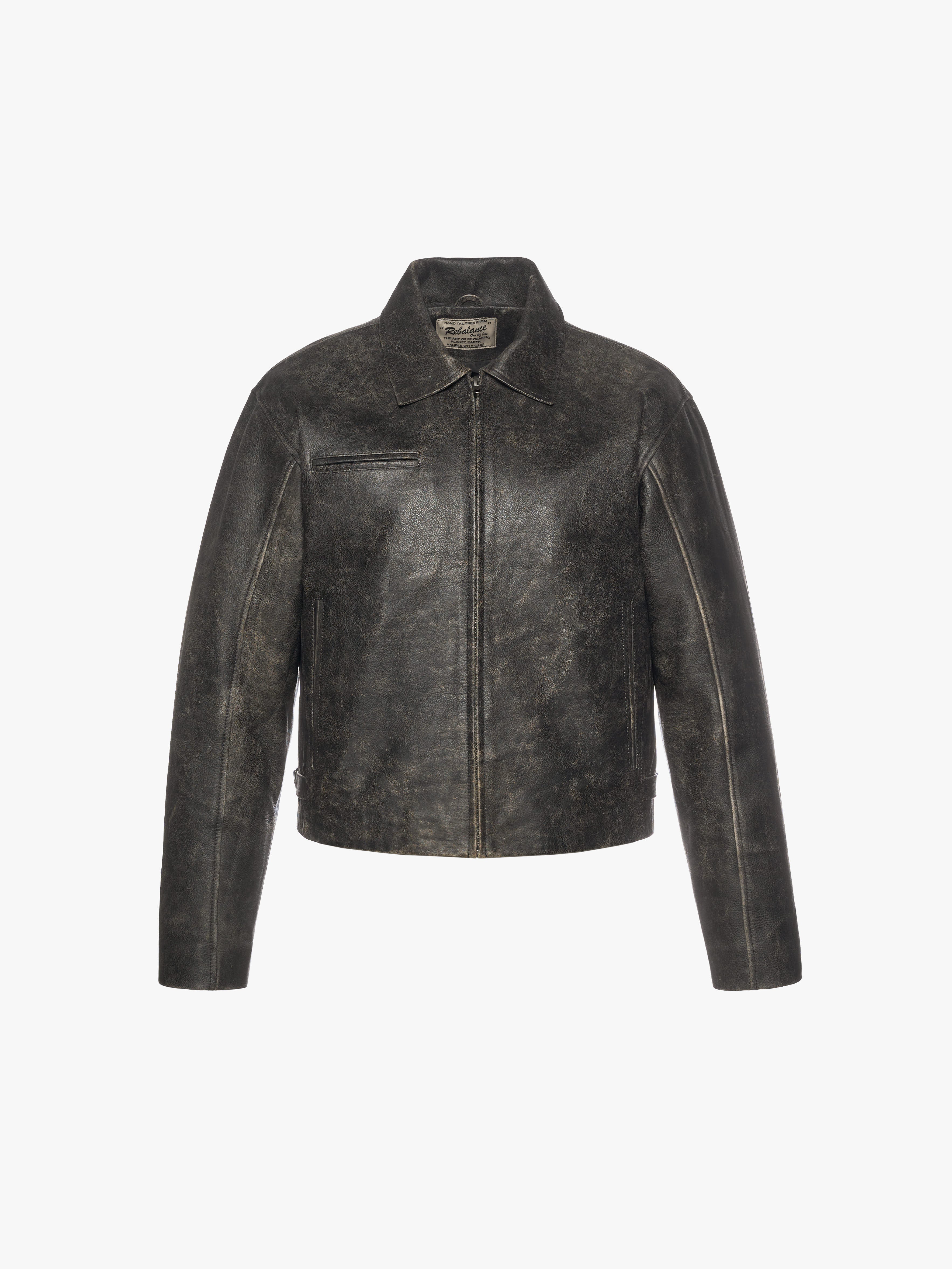Everyday Boxy Leather Jacket - Jet Black