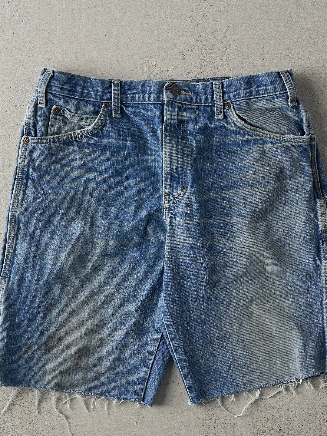 Vintage Y2K Light Wash Dickies Carpenter Cut Off Shorts (34x9.75)