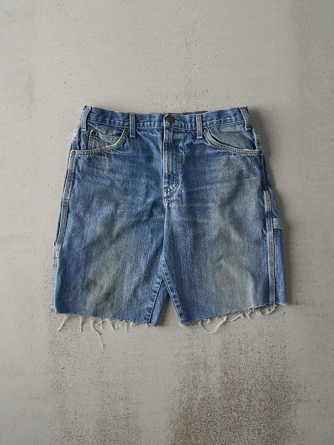 Vintage Y2K Light Wash Dickies Carpenter Cut Off Shorts (34x9.75)