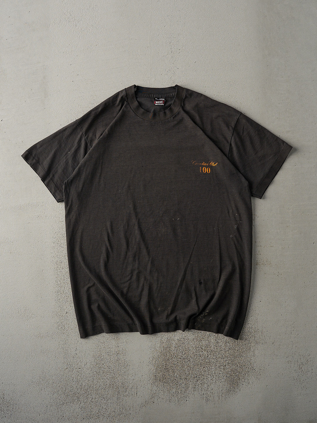 Vintage 90s Faded Black Canadian Club Single Stitch Tee (L)