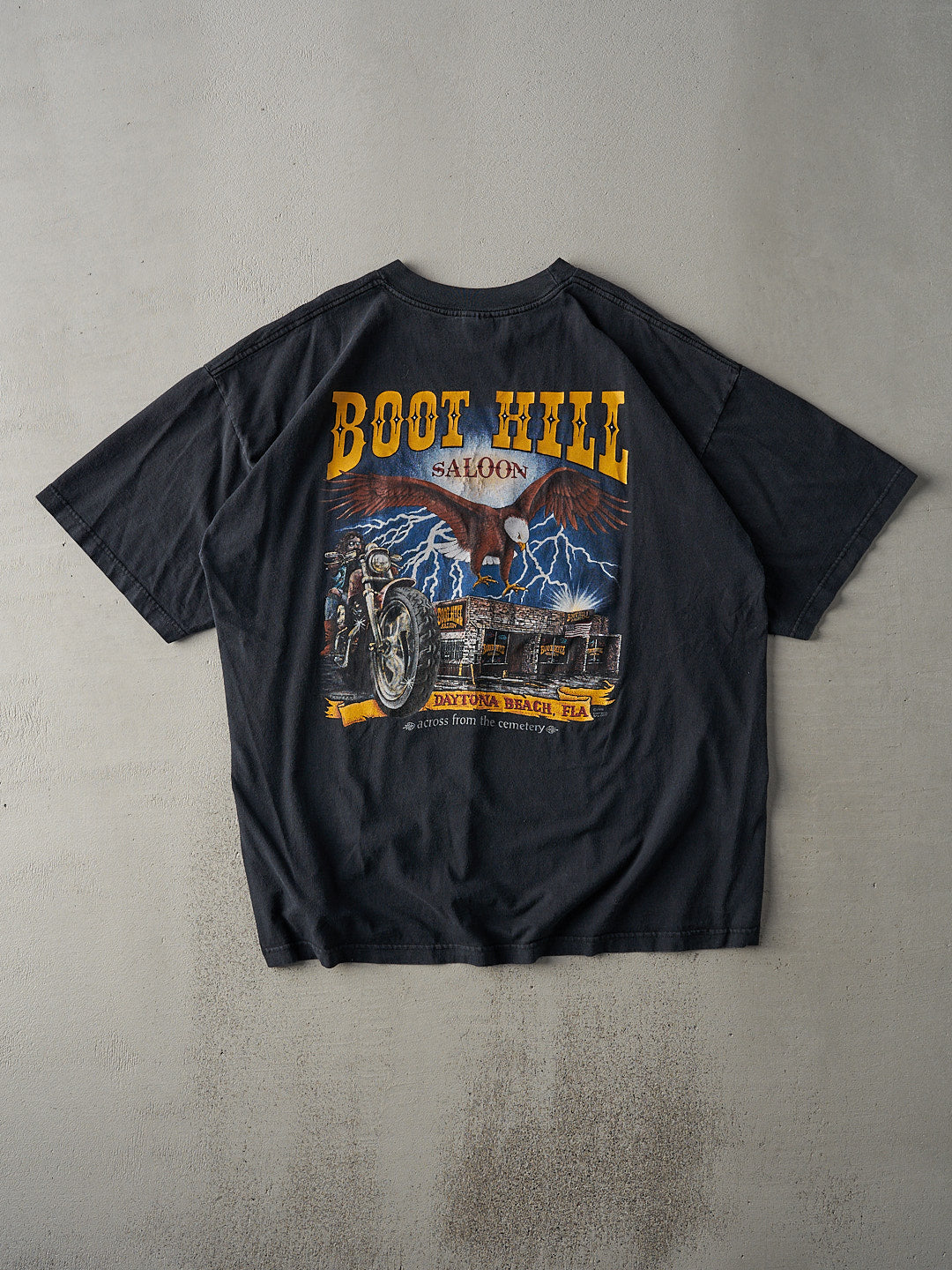 Vintage 95' Faded Black Boot Hill Saloon Pocket Tee (XL)