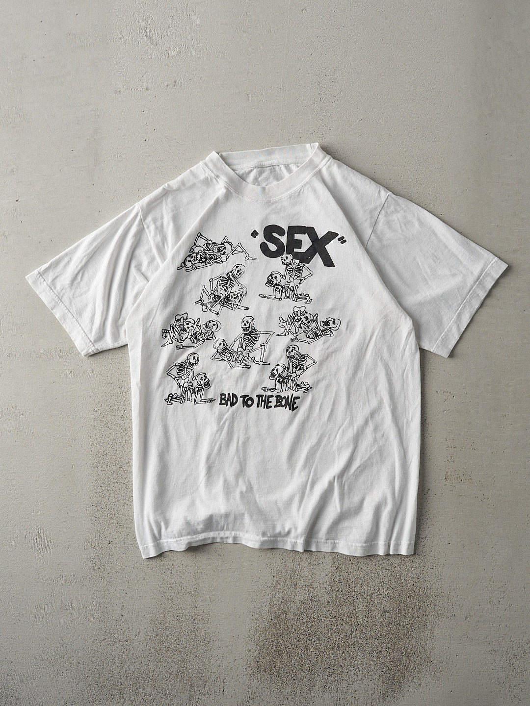 Vintage 90s White "Bad To The Bone" Tee (M)