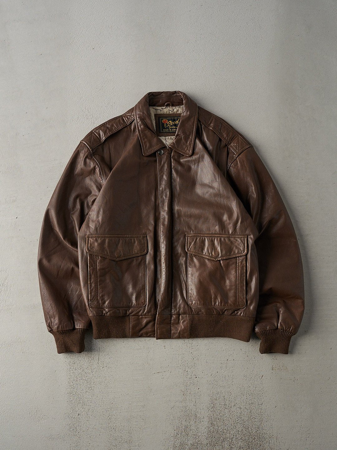 CLASSIC REED MEN'S BROWN SUEDE LEATHER BASEBALL JACKET - TOP QUALITY FLIGHT/BOMBER STYLE
