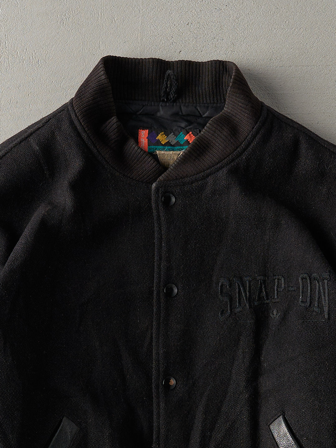 Vintage 80s RARE Black Snap-On Varsity Jacket (M)