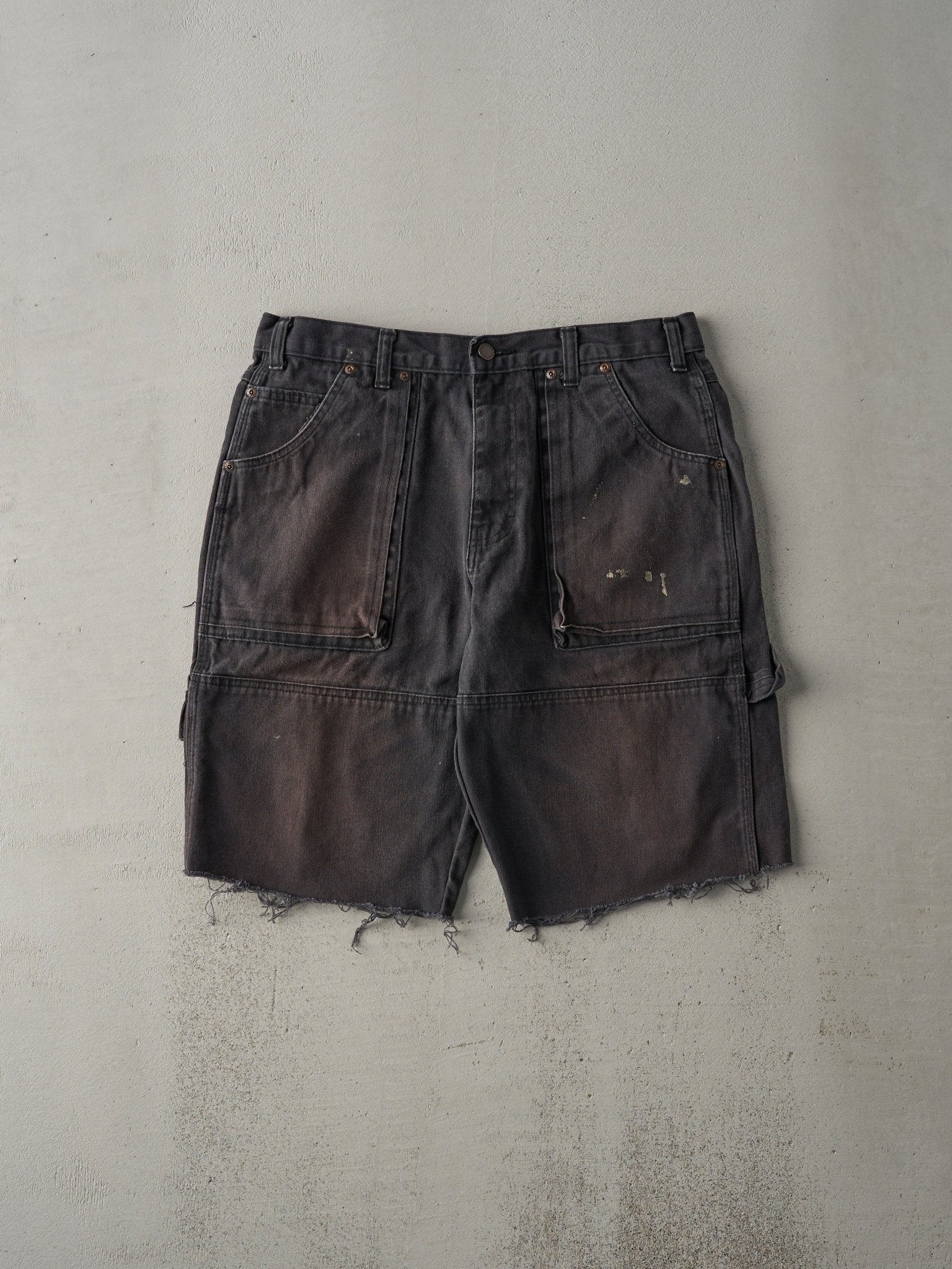 Vintage Y2K Black Dickies Double Knee Carpenter L Pocket Cut Offs (34x11)