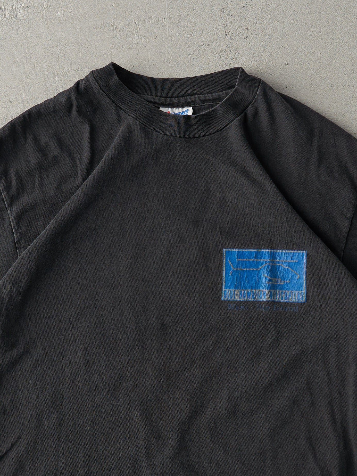 Vintage 90s Black Blue Hawaiian Helicopters Single Stitch Tee (S)
