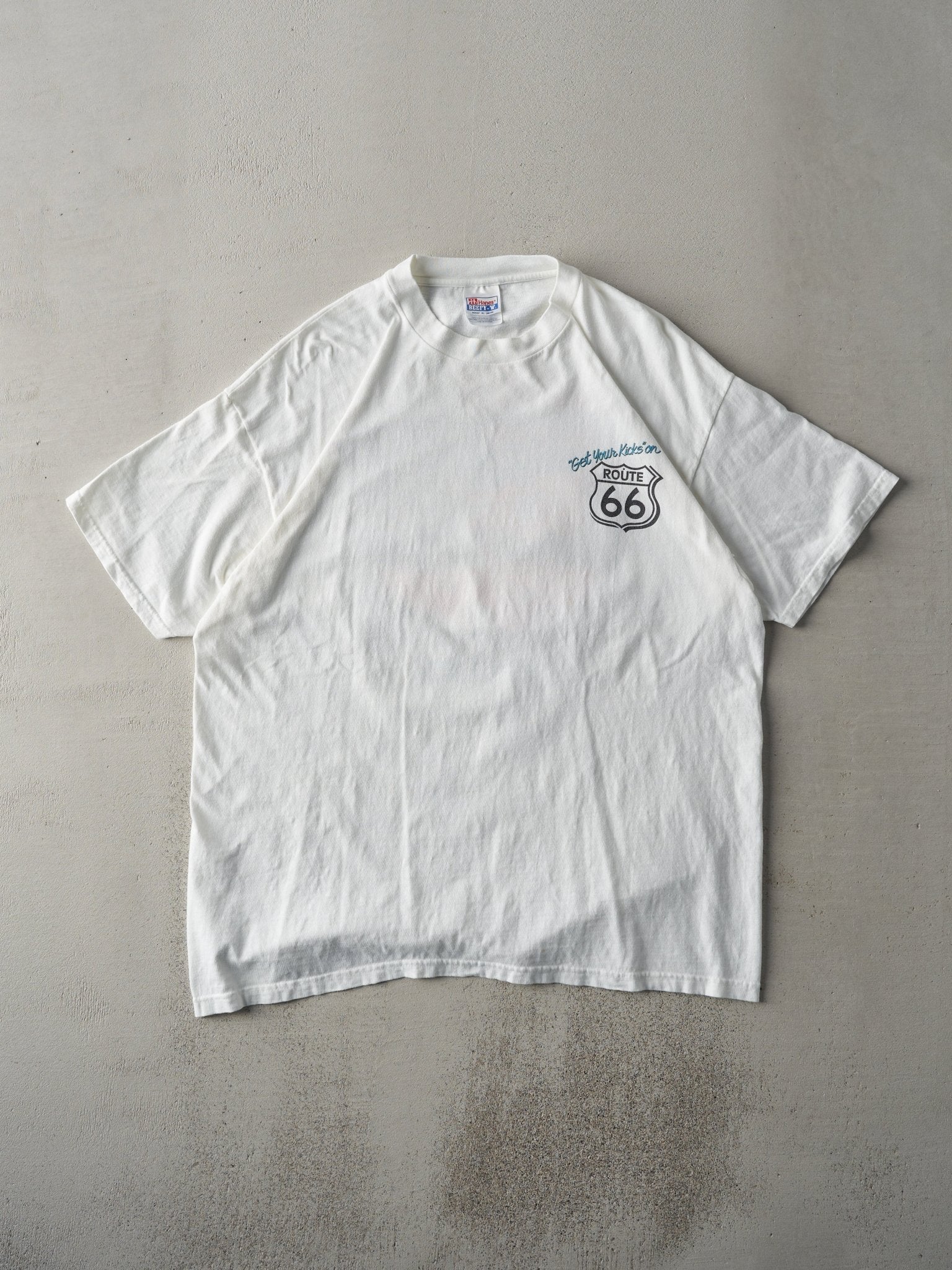 Vintage 90' White Route 66 "Get Your Kicks On" Long Tee (L)