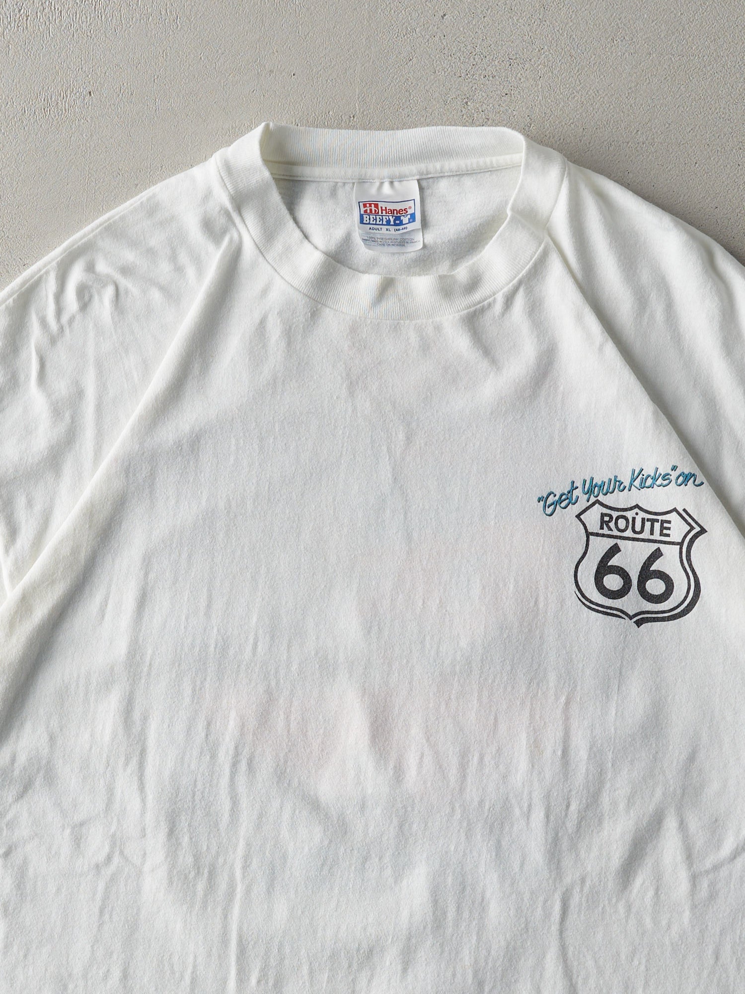 Vintage 90' White Route 66 "Get Your Kicks On" Long Tee (L)