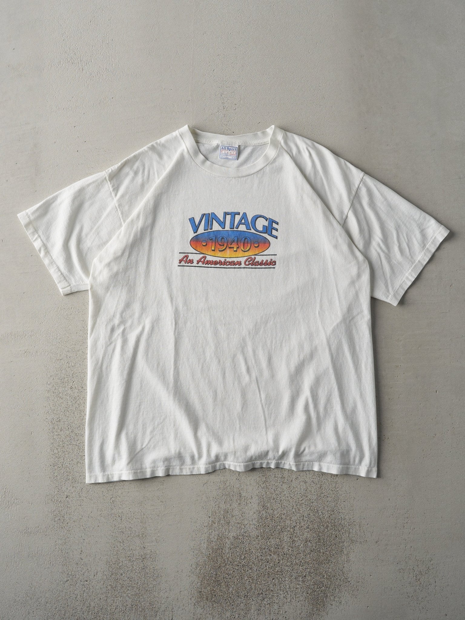 Vintage 90s White An American Classic Single Stitch Tee (L)