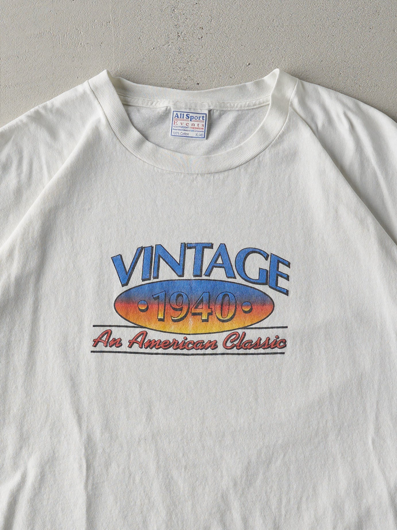 Vintage 90s White An American Classic Single Stitch Tee (L)