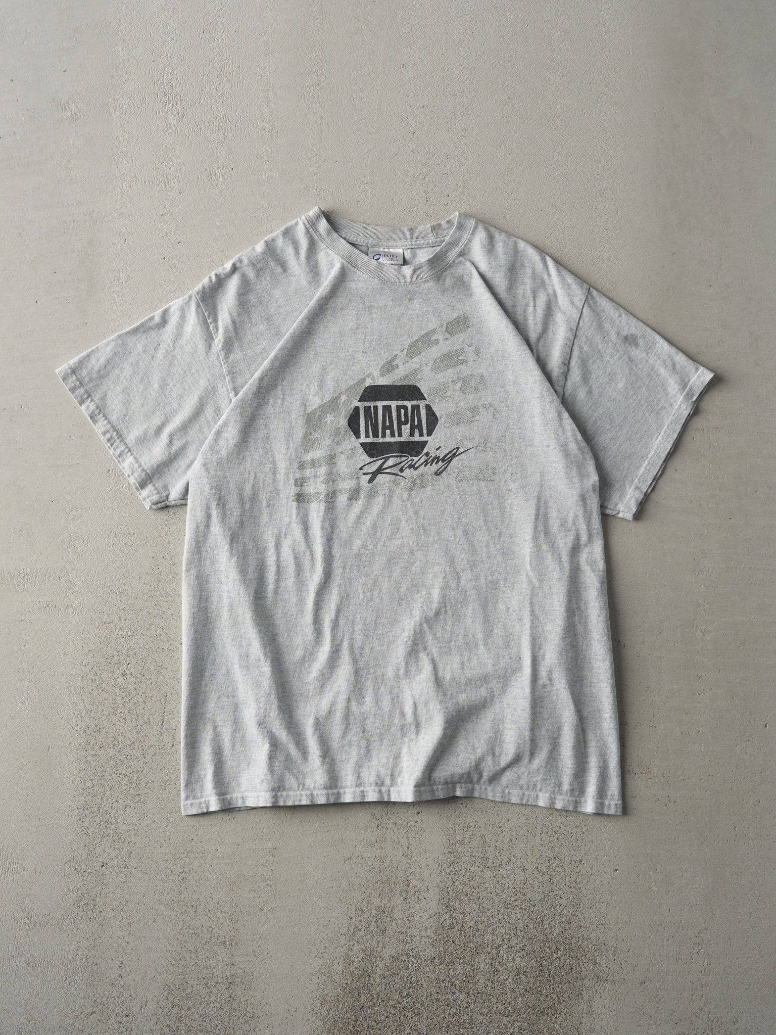 Vintage Y2K Grey Napa Racing Tee (S/M)